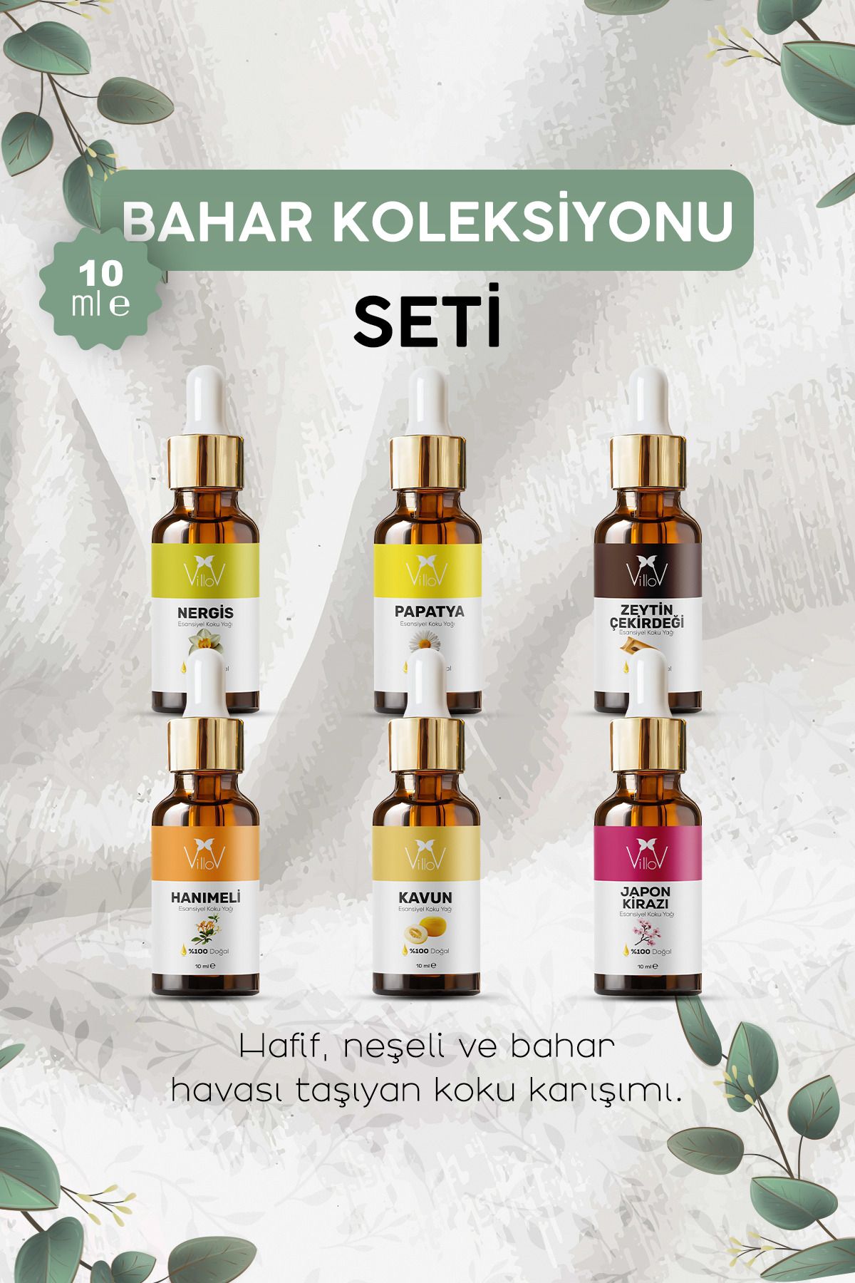 Villov 6'lı Bahar Koleksiyonu Seti Esansiyel Uçucu Yağı Buhurdanlık Yağı Aromatereapi Difüzör Yağı Seti