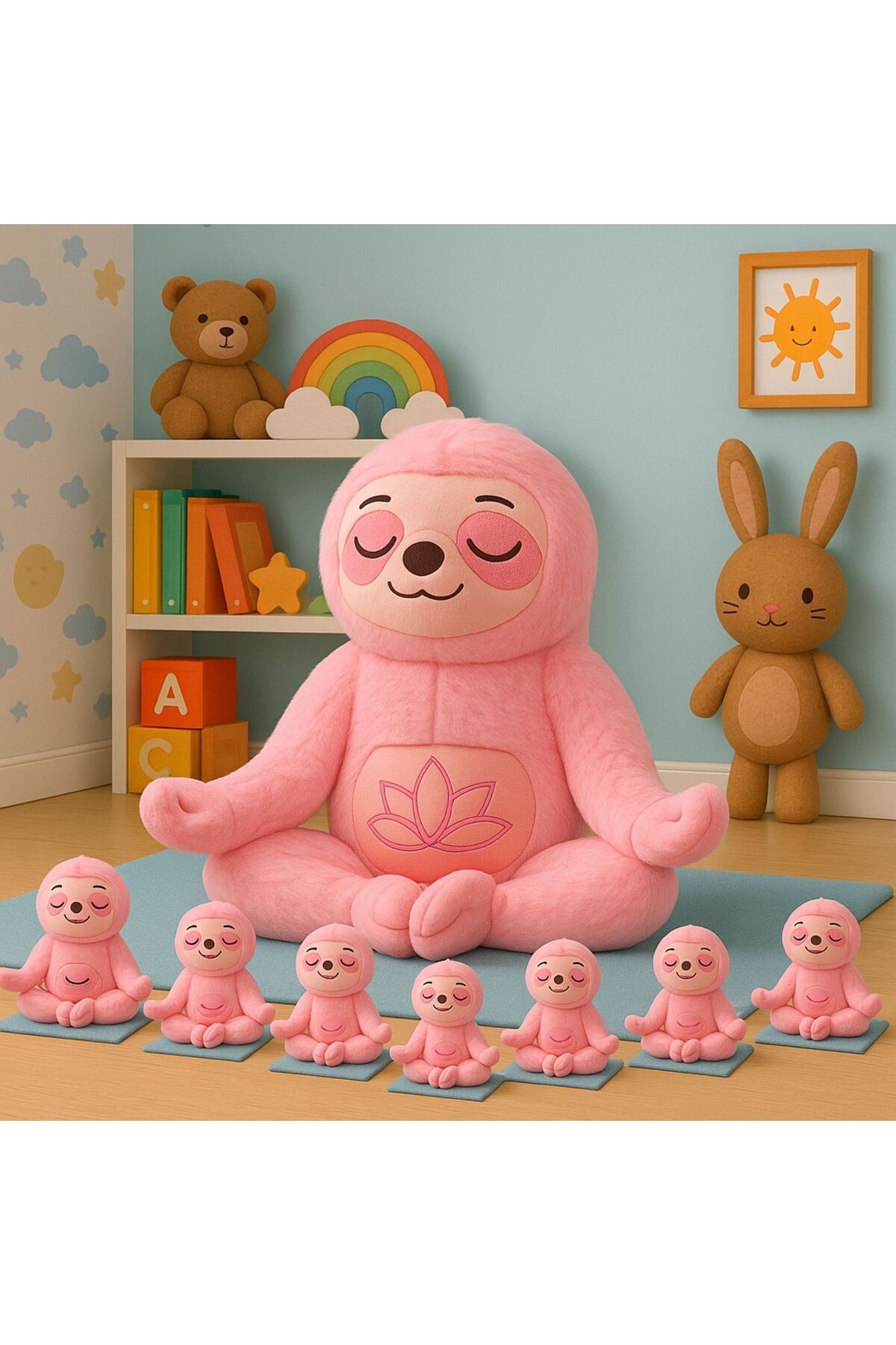 NUNU YOGA YAPAN SEVİMLİ TEMBEL HAYVAN-SLOTH-PELUŞ OYUNCAK- 40 CM