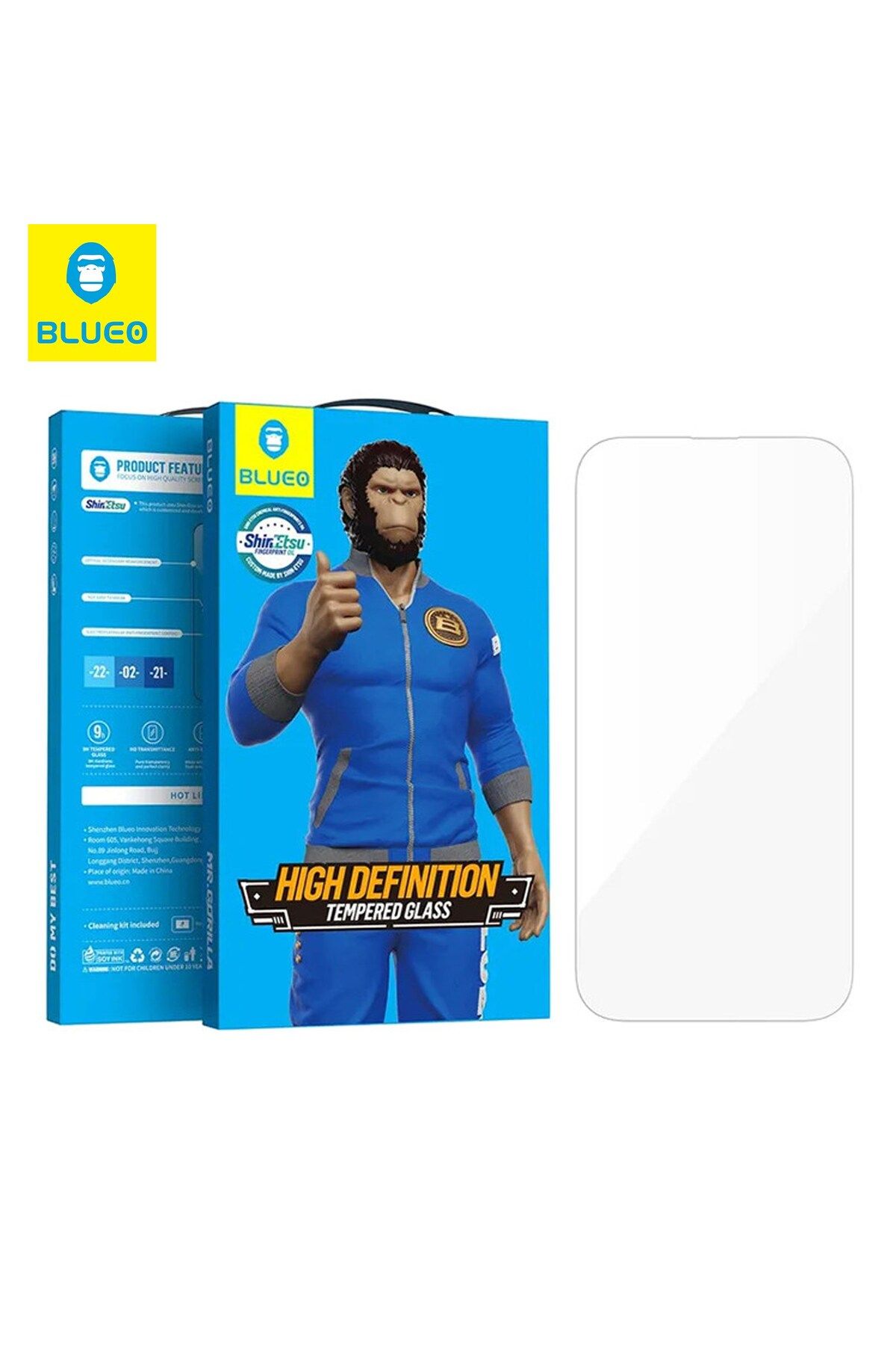 BLUEO Full Clear Cover iPhone 12 Uyumlu Komple Şeffaf Parmak izine Dayanıklı 9H Cam Ekran Koruyucu