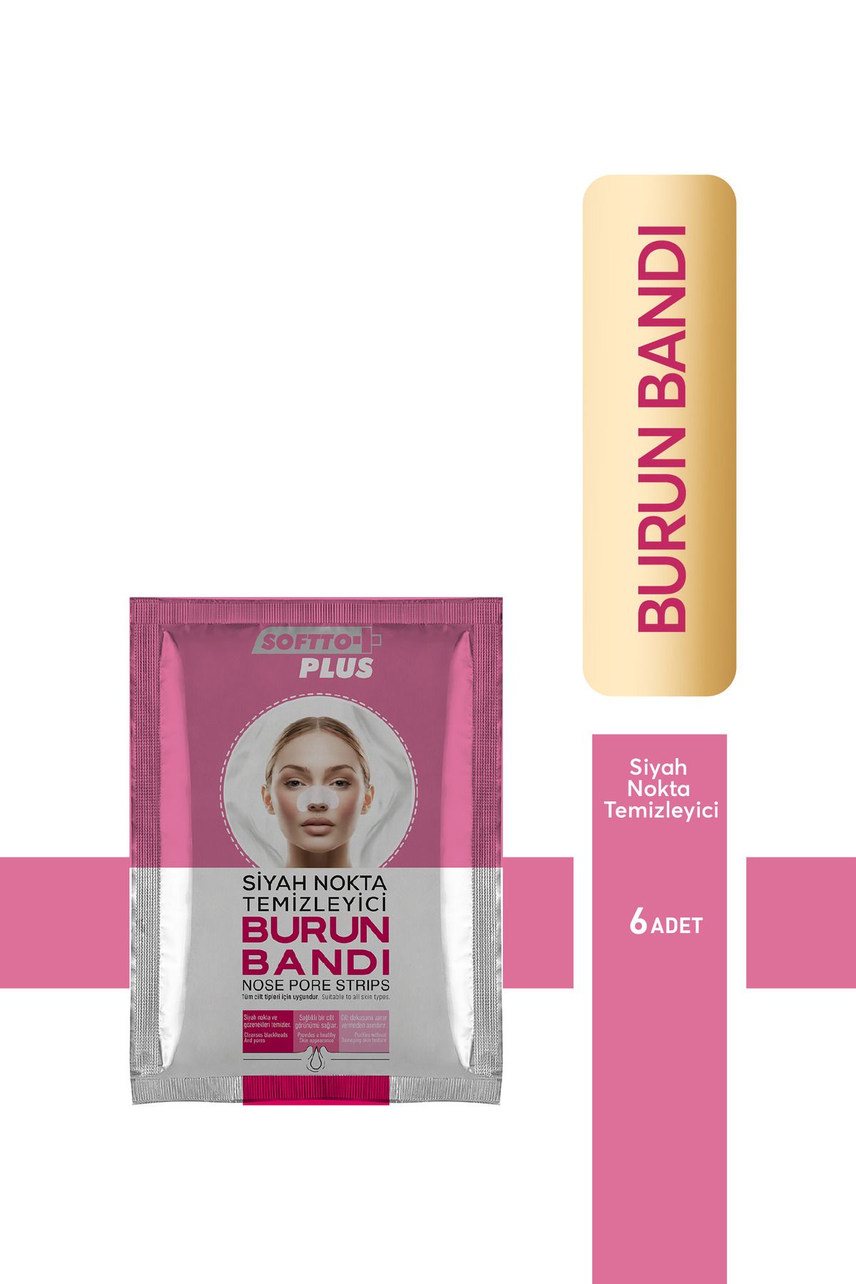 Softto Plus Kadınlar için Siyah Nokta ve Gözenek Temizleyici Burun Bandı 6 Adet