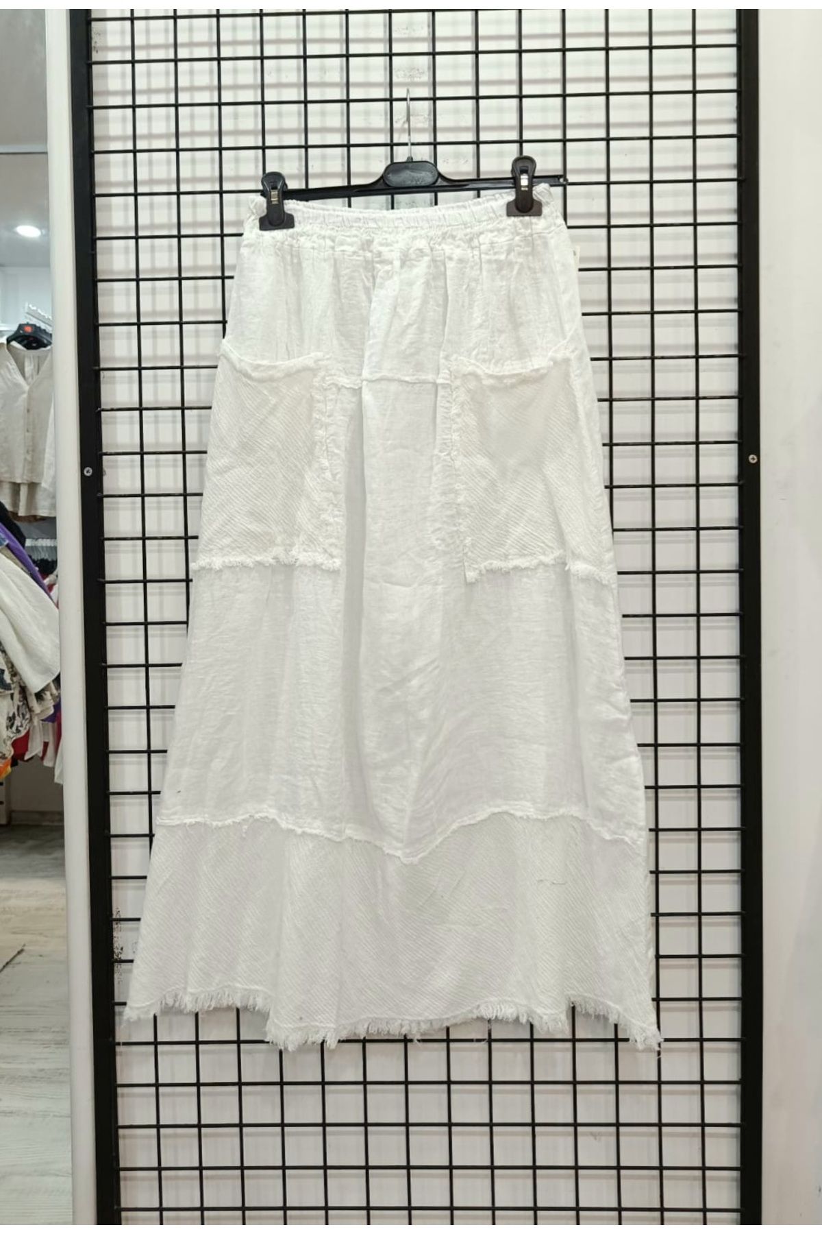 Butik Şans Püskül Detaylı Cepli Lastikli Bel İtalyan Uzun Etek