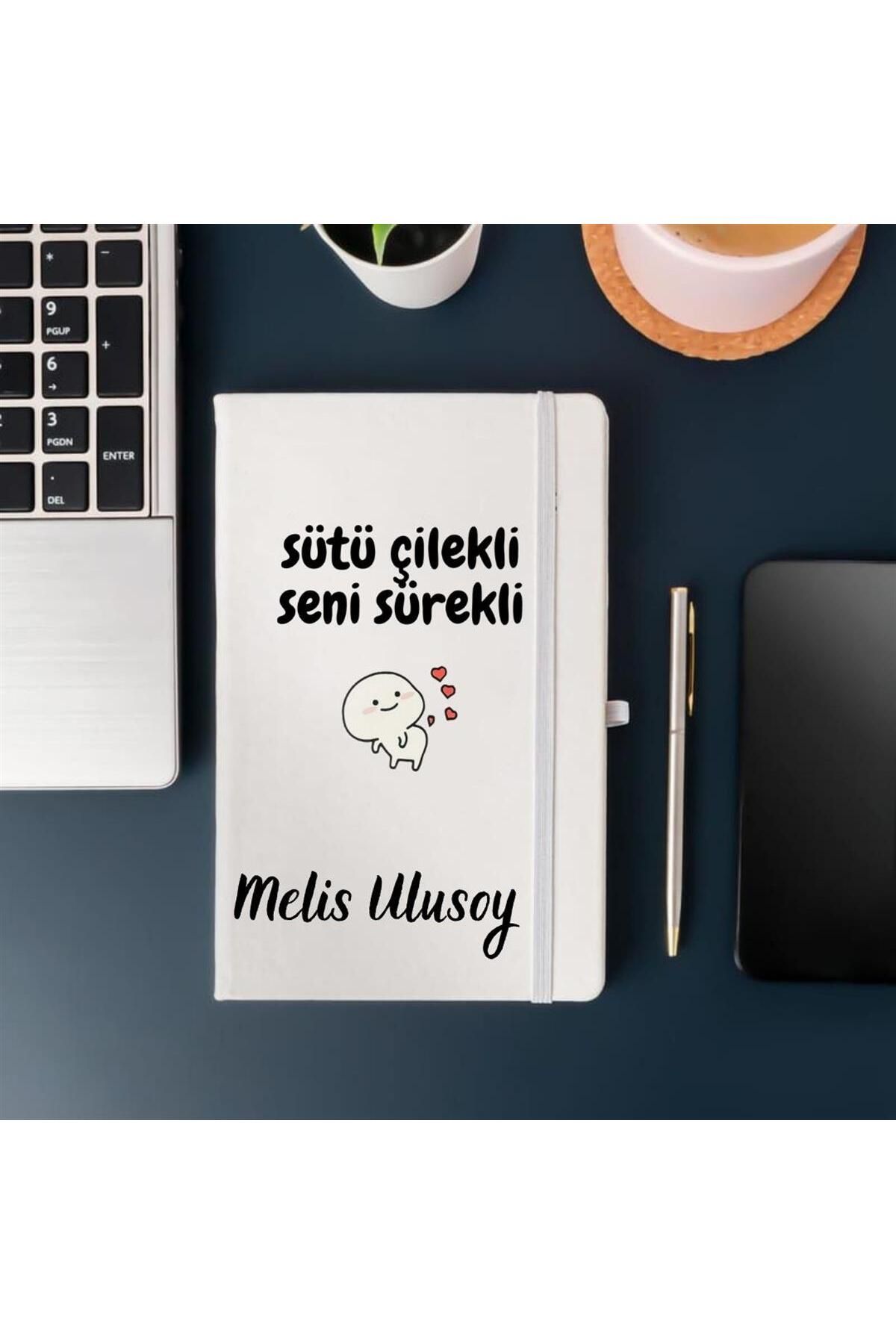 gifttime Kişiye Özel Sütü Çilekli Seni Sürekli Tasarımlı Defter
