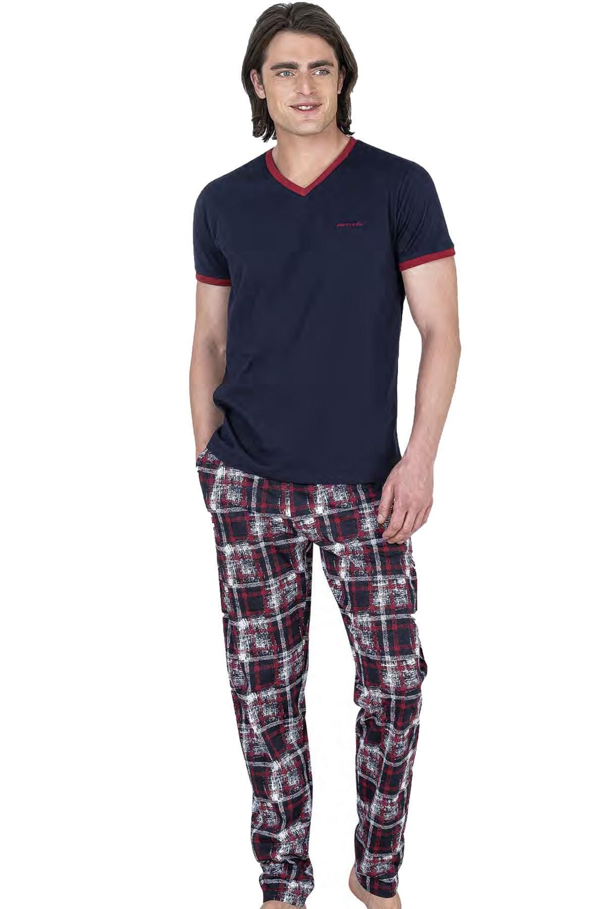 Pierre Cardin Erkek V Yaka Yazlık Pijama Takım, %100 Pamukludur