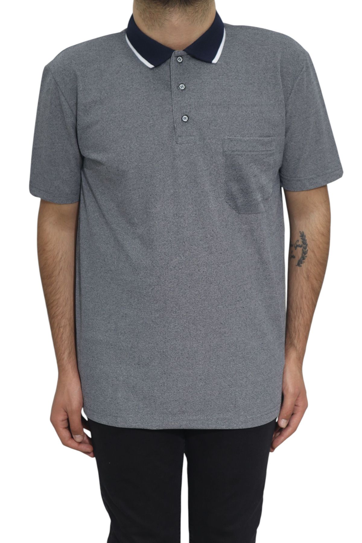 Özhürmet Triko Dmc Tekstil Erkek Lacivert Düz Spor Kesim Normal Kalıp Polo Yaka T-shirt