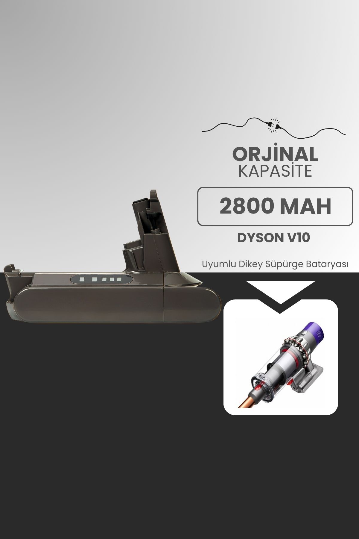 ROBOPİL Dyson V10 Uyumlu Batarya 7ınr19/66 (STANDART KAPASİTE) 25.2v 2800mah Pil Dikey Süpürge Bataryası