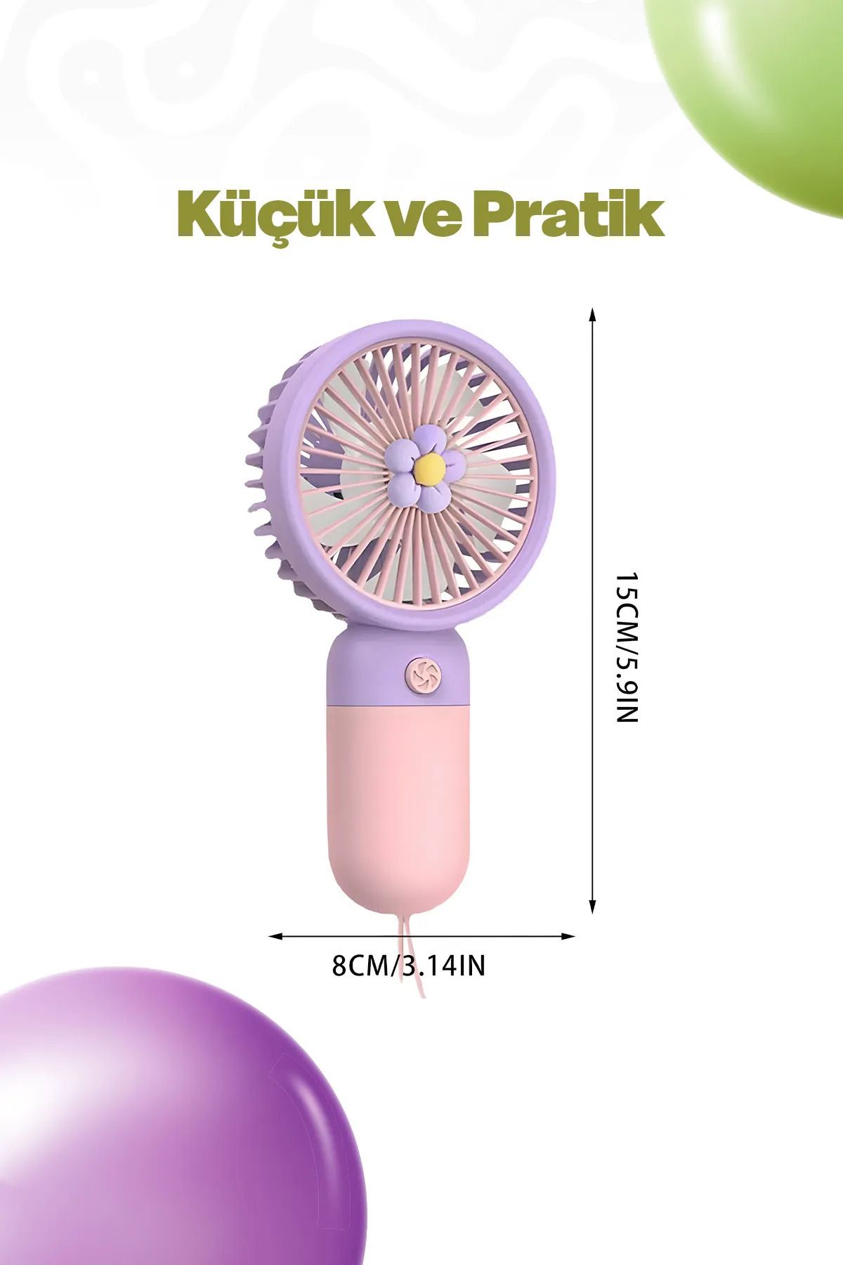 KAZEMTECH Şarjlı Masa Ve El Fanı Üflemeli Taşınabilir Şarj Edilebilir Mini El Fan Tek Kademe