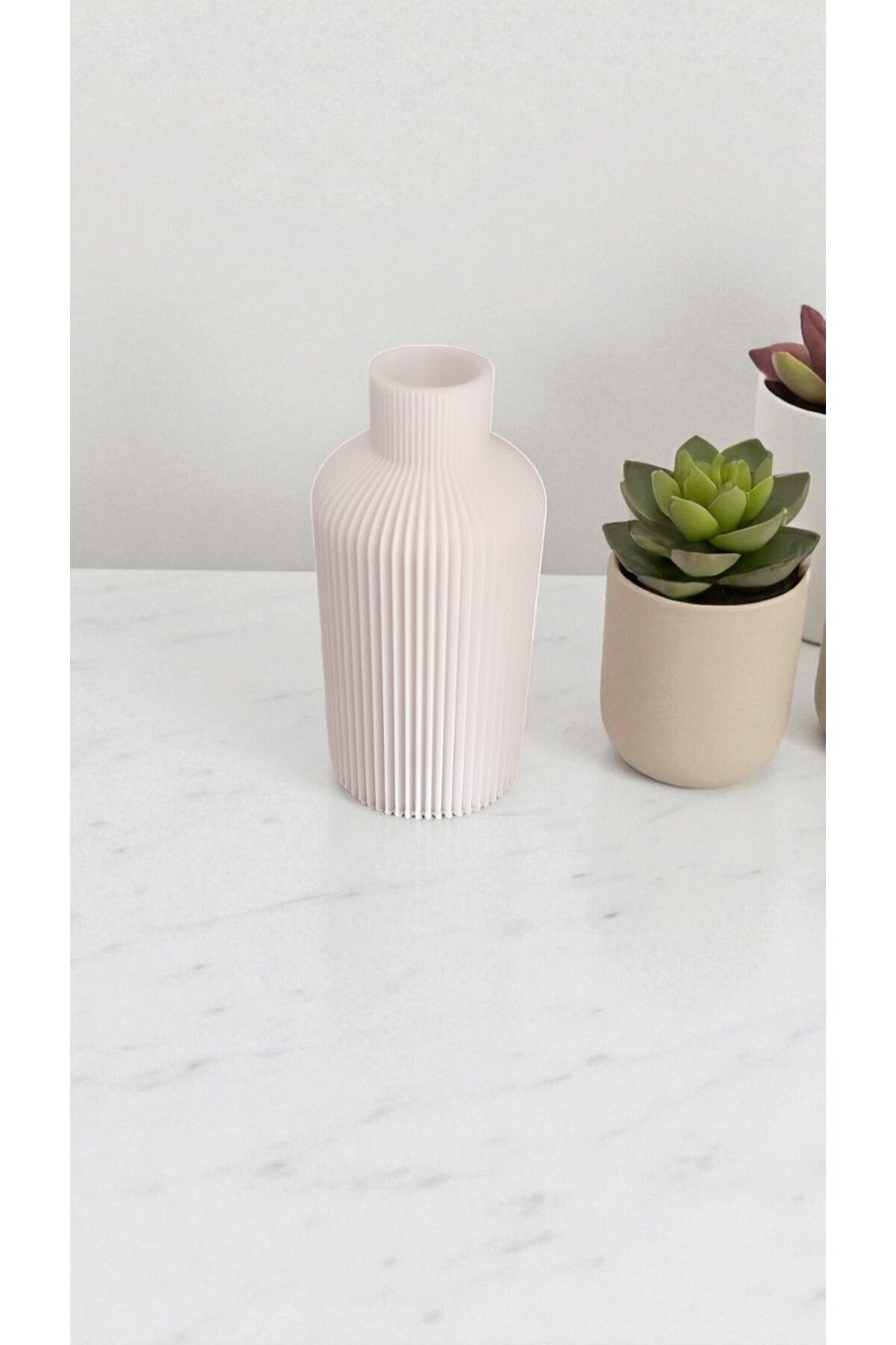 FAMEMUS ACCESSORY Modern Dekoratif 3D Silikon Vazo – Beyaz