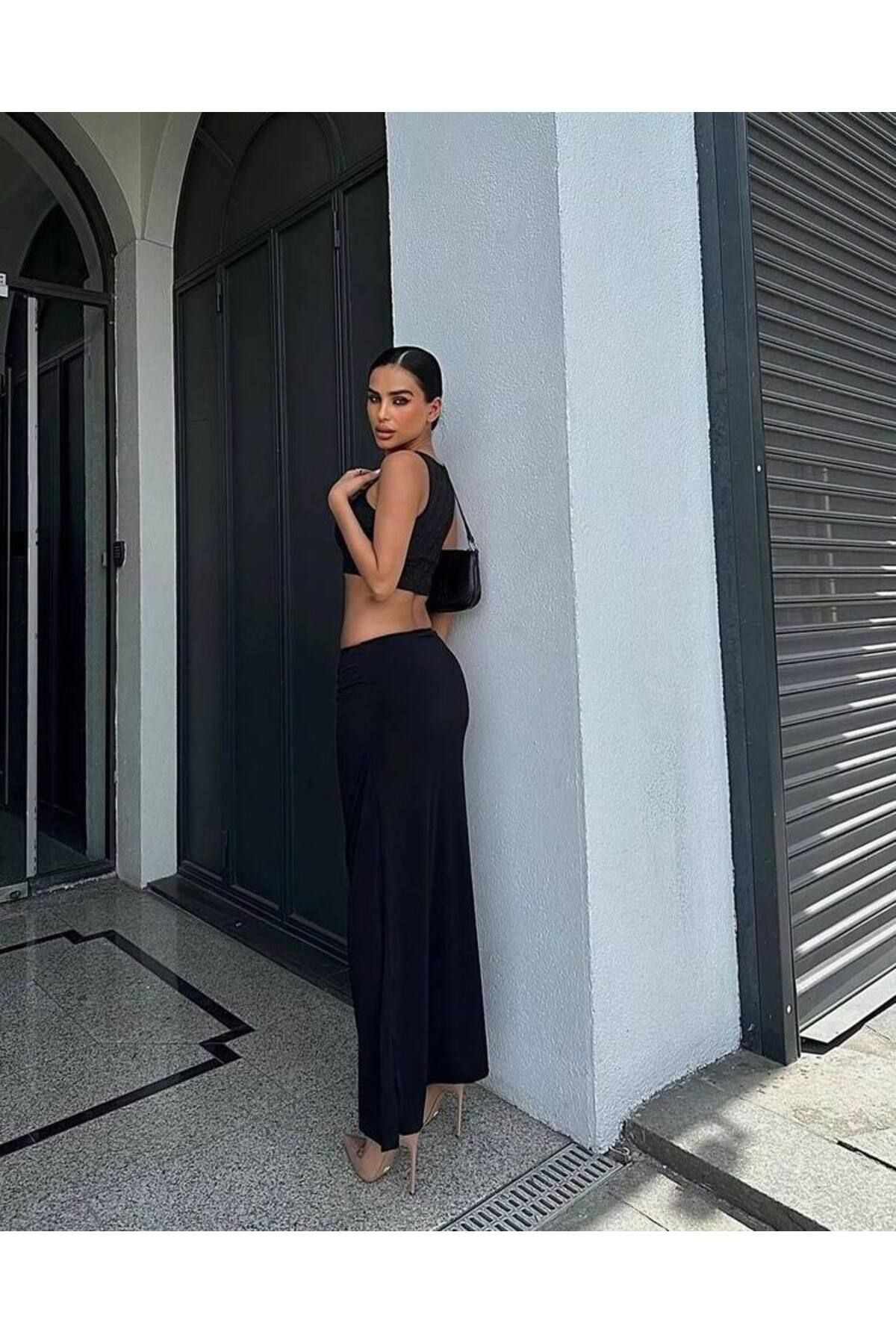 En Amour Dantel Crop Etek takım
