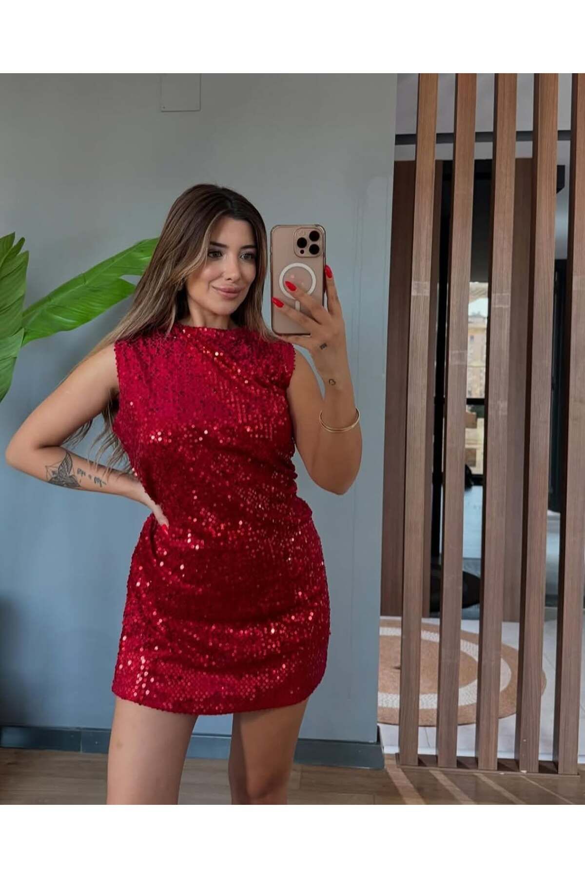 Duhan Butik Pul Payet Detay Mini Elbise