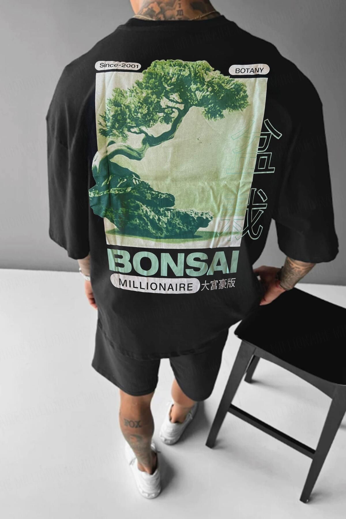 Teenage Millionaire Erkek Siyah Bonsai Oversize Fit Bol Geniş Kalıp Salaş Kesim T-shirt