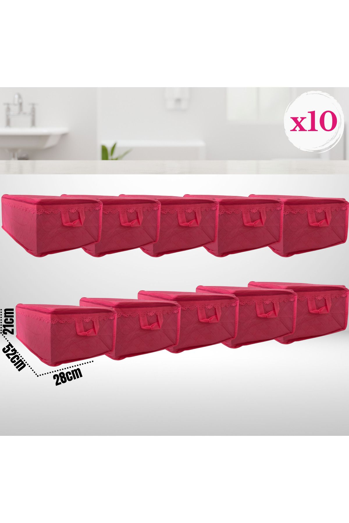 Sertil 10 Adet 52cm x 28cm x 21cm Havlu Hurcu Depolama Düzenleme