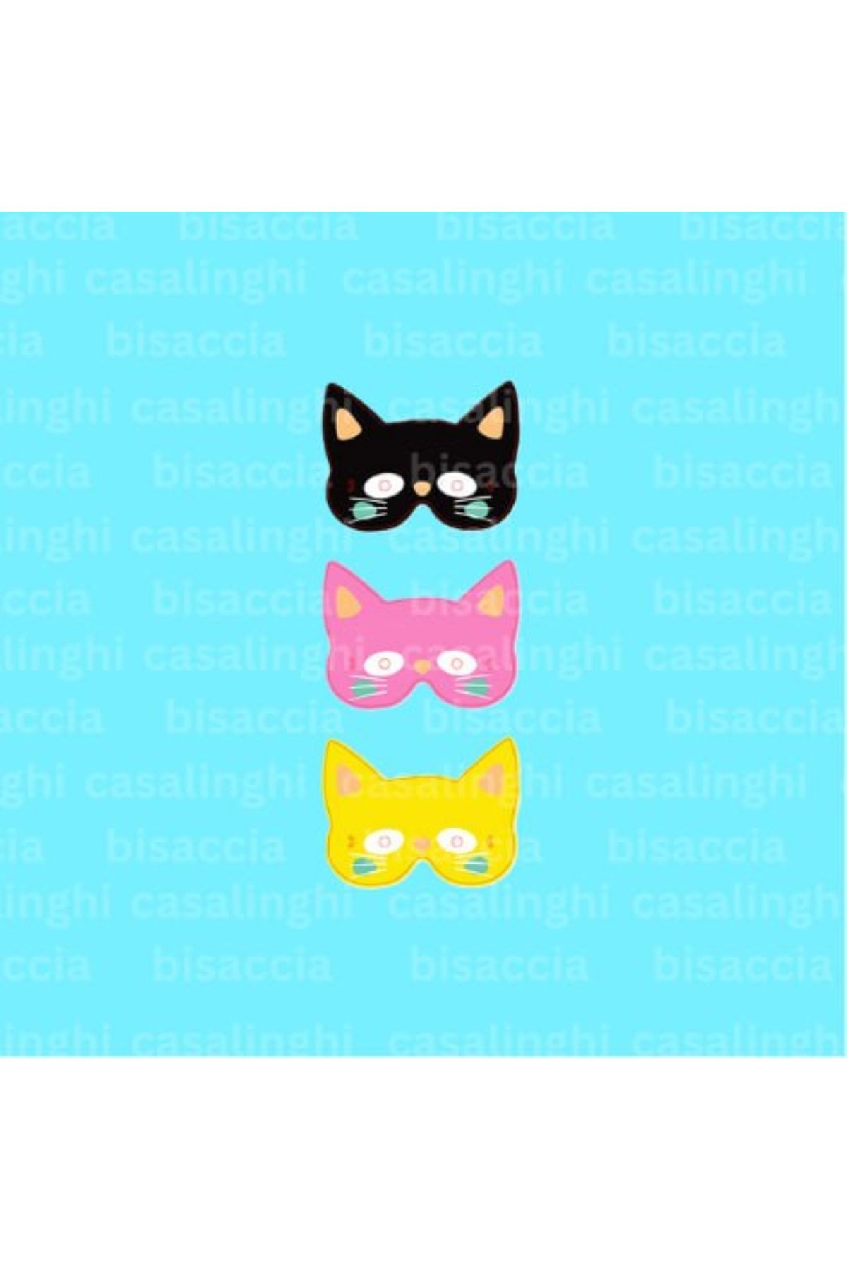CASALINGHI Sevimli Kedi Maskesi Karton Maske 3'lü Maske Seti Çocuk Maskeleri