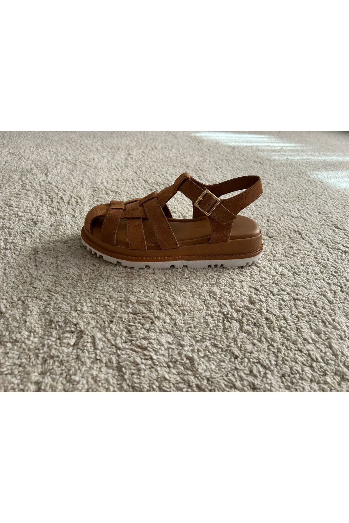 POTEEN Ptn Daine Taba Toka Detay Hakiki Deri Kafes Model Kadın -Sandalet