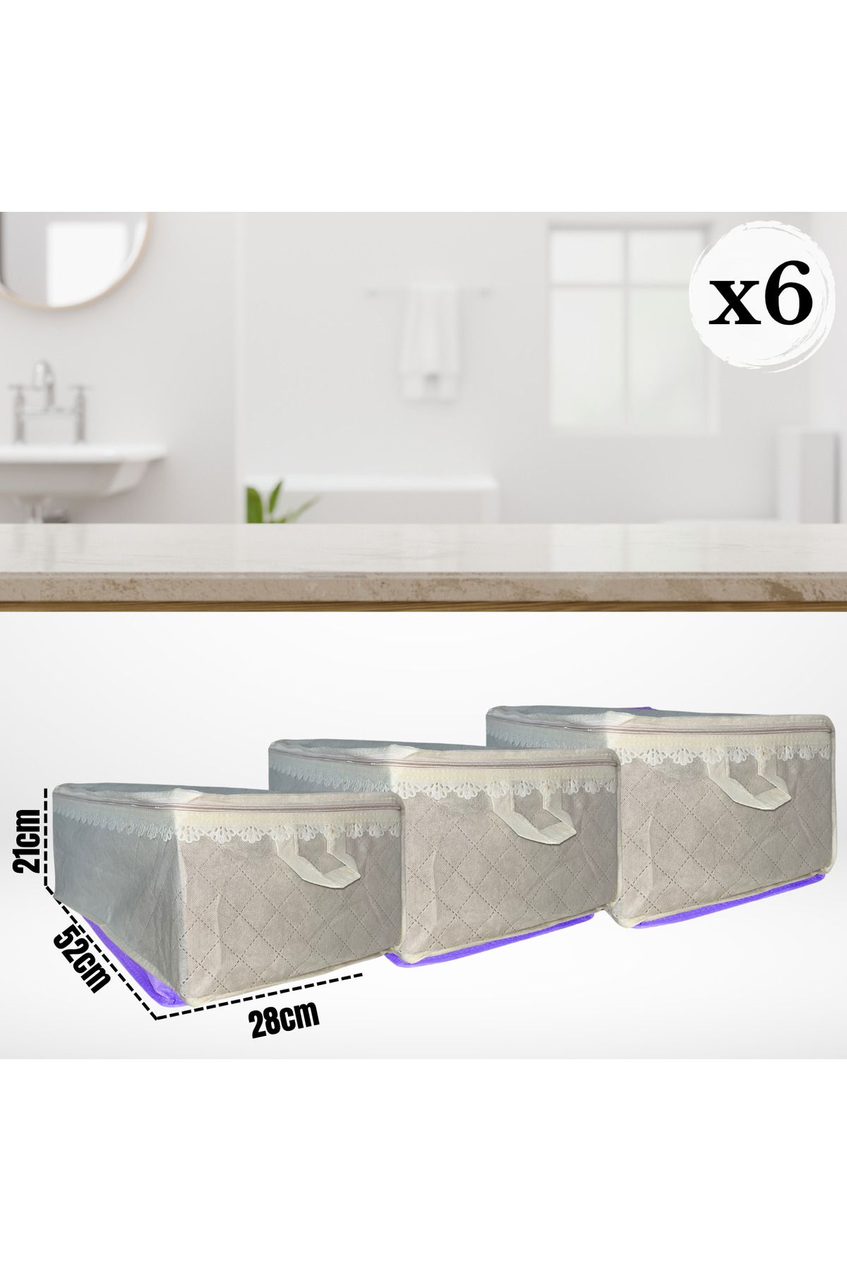 Sertil 6 Adet 52cm x 28cm x 22cm Havlu Hurcu Depolama Düzenleme