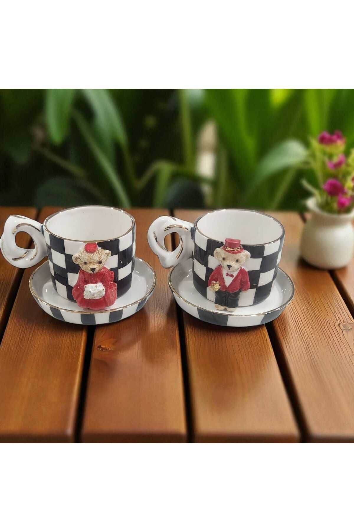 sowilodoo 24k Altın Dekorlu Teddy Ayıcıklı Mug Bardak