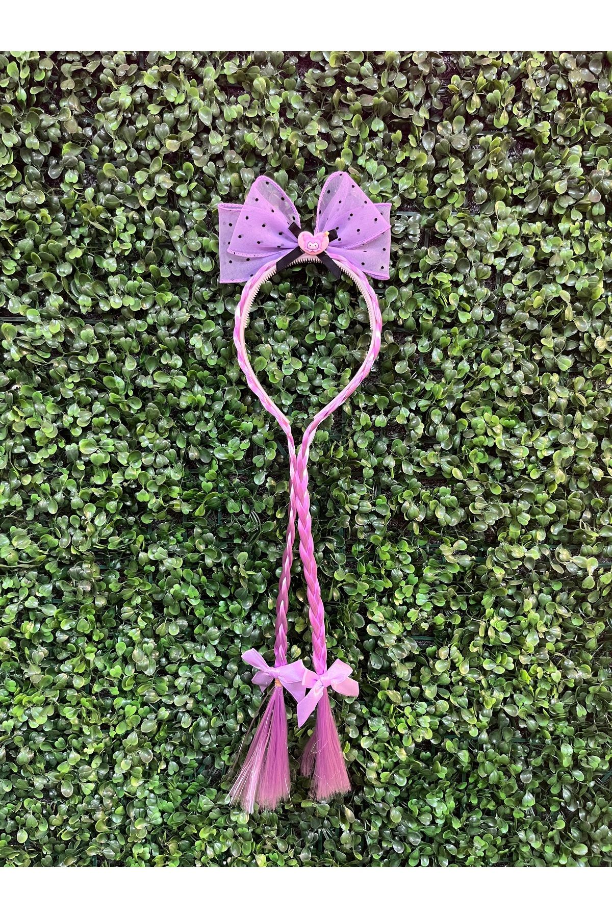 PONÇİK ACCESSORİES Kuromi Mor Renk Örgü Saçlı Çocuk Taç, Kuromi Çocuk Taç