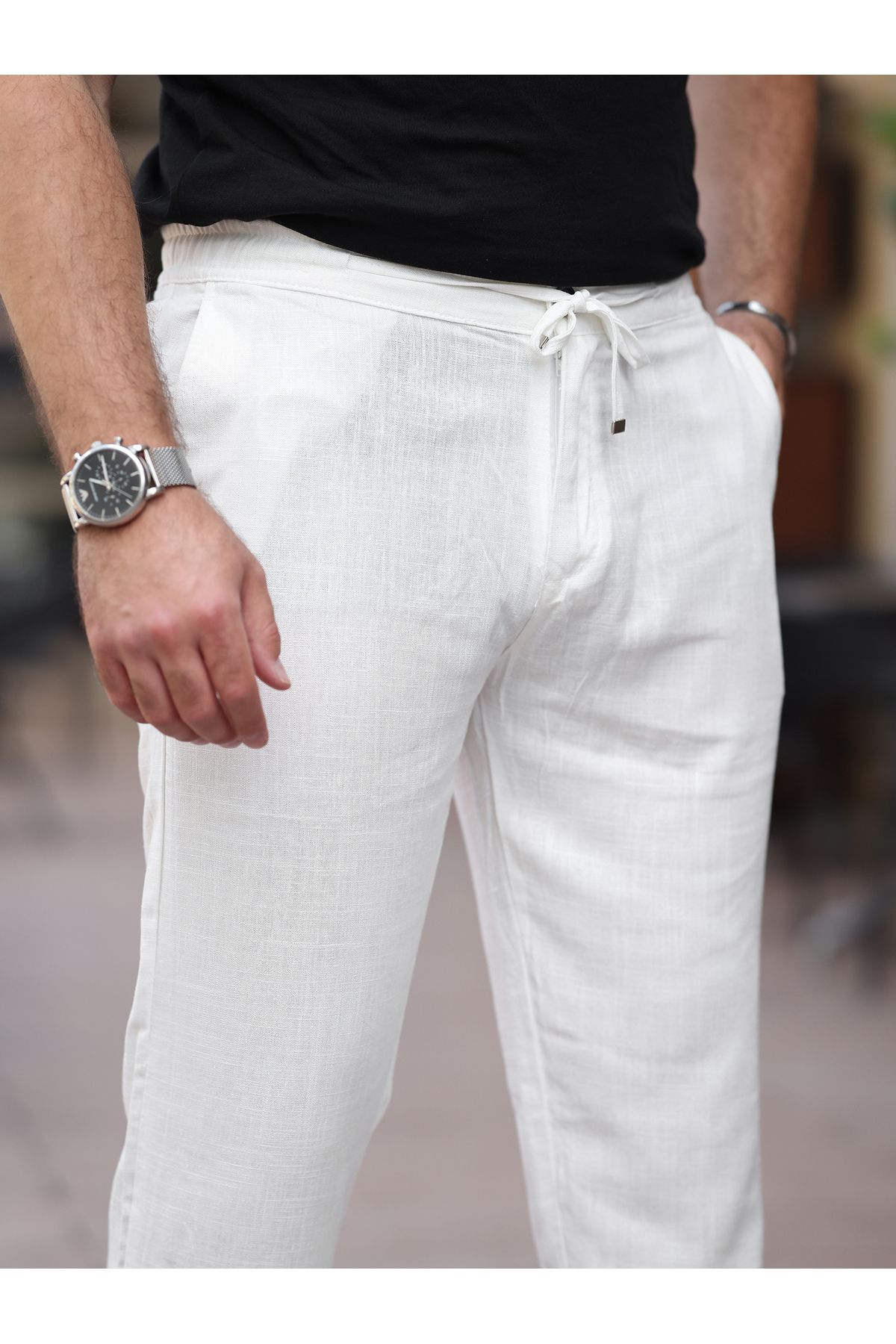 BASEL.CO Yazlık İnce Keten Jogger Pantolon