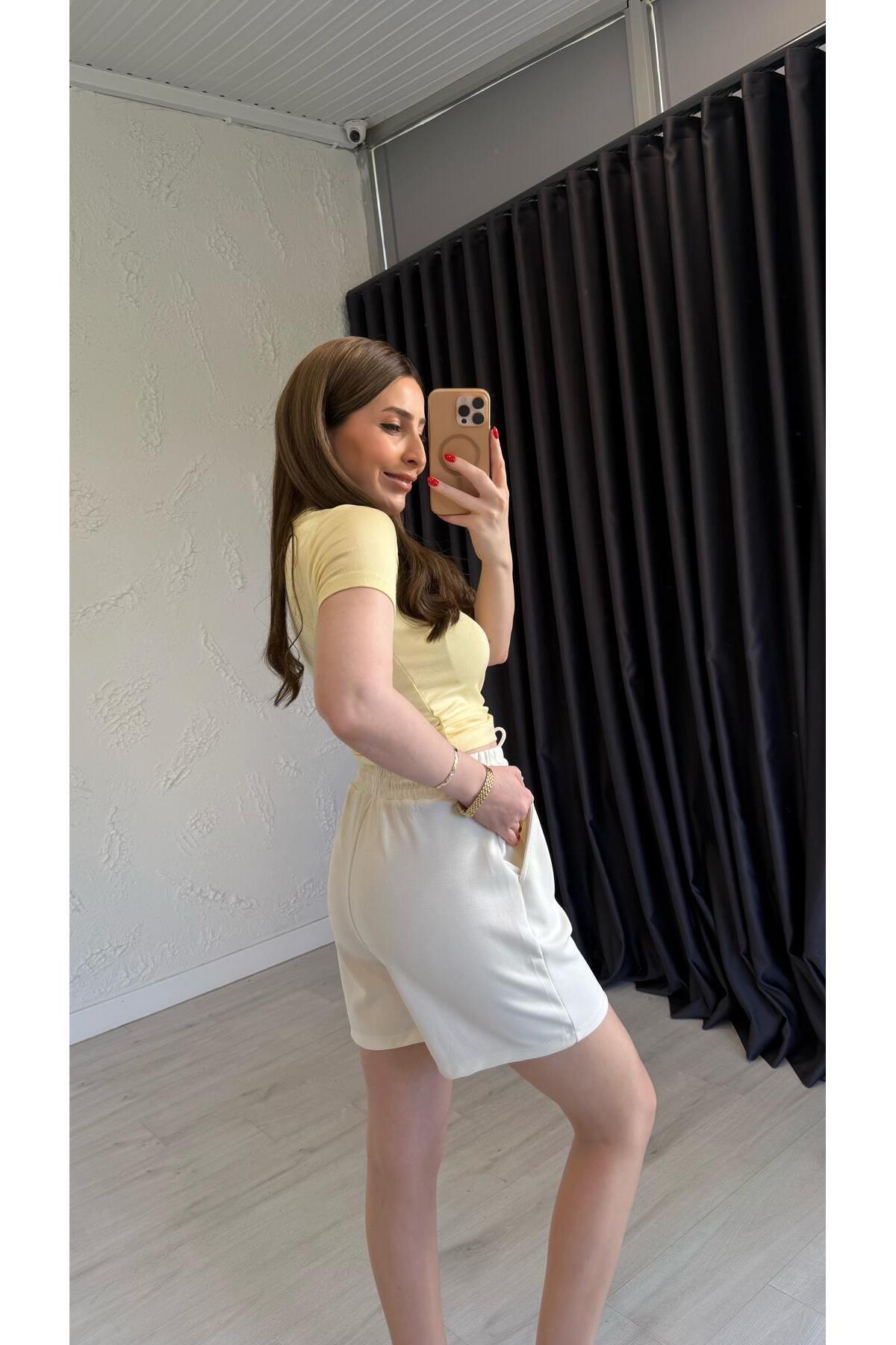 elif teke-Yoso Modal Shorts Ecru 3