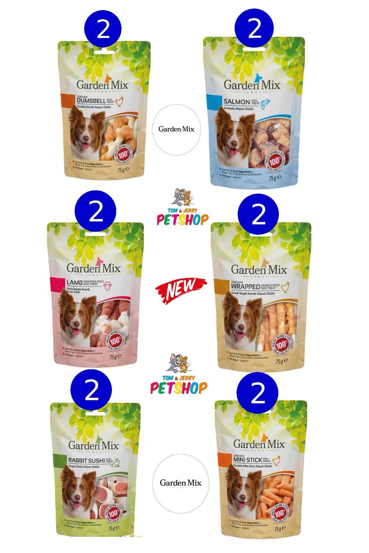 Gardenmix TOM&JERRYPETSHOP- GARDENMİX KARIŞIK KÖPEK ÖDÜL MAMASI 12 X 75 Gr