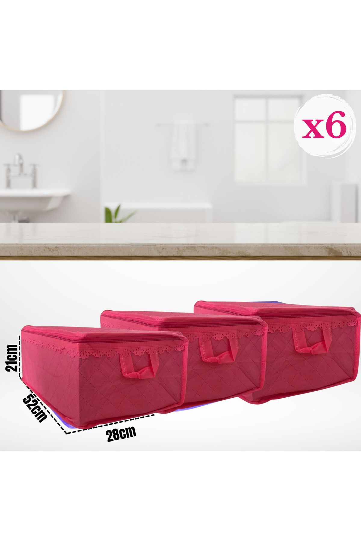 Sertil 6 Adet 52cm x 28cm x 22cm Havlu Hurcu Depolama Düzenleme