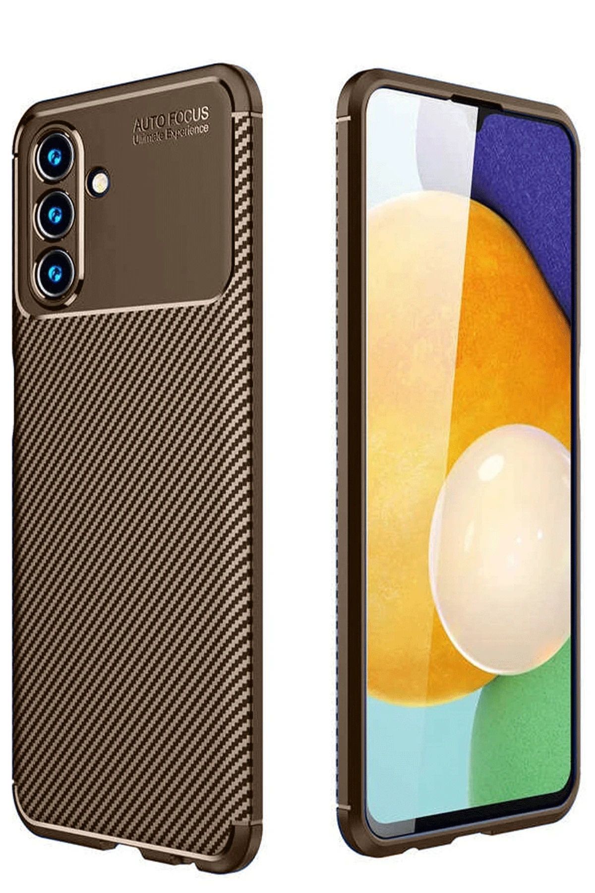 NewFace Samsung Galaxy A36 Kılıf Auto Focus Karbon Kapak - Kahverengi FERRG