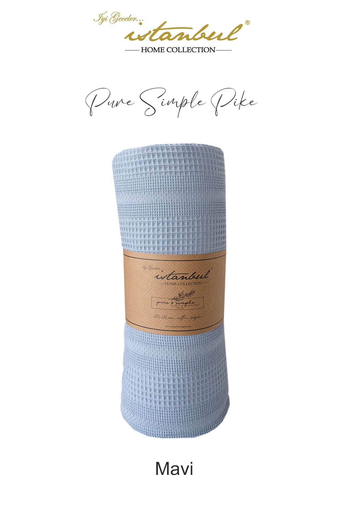 İyi Geceler İstanbul %100 Pamuklu Pure Simple Çift Kişilik Pike 210x235 cm