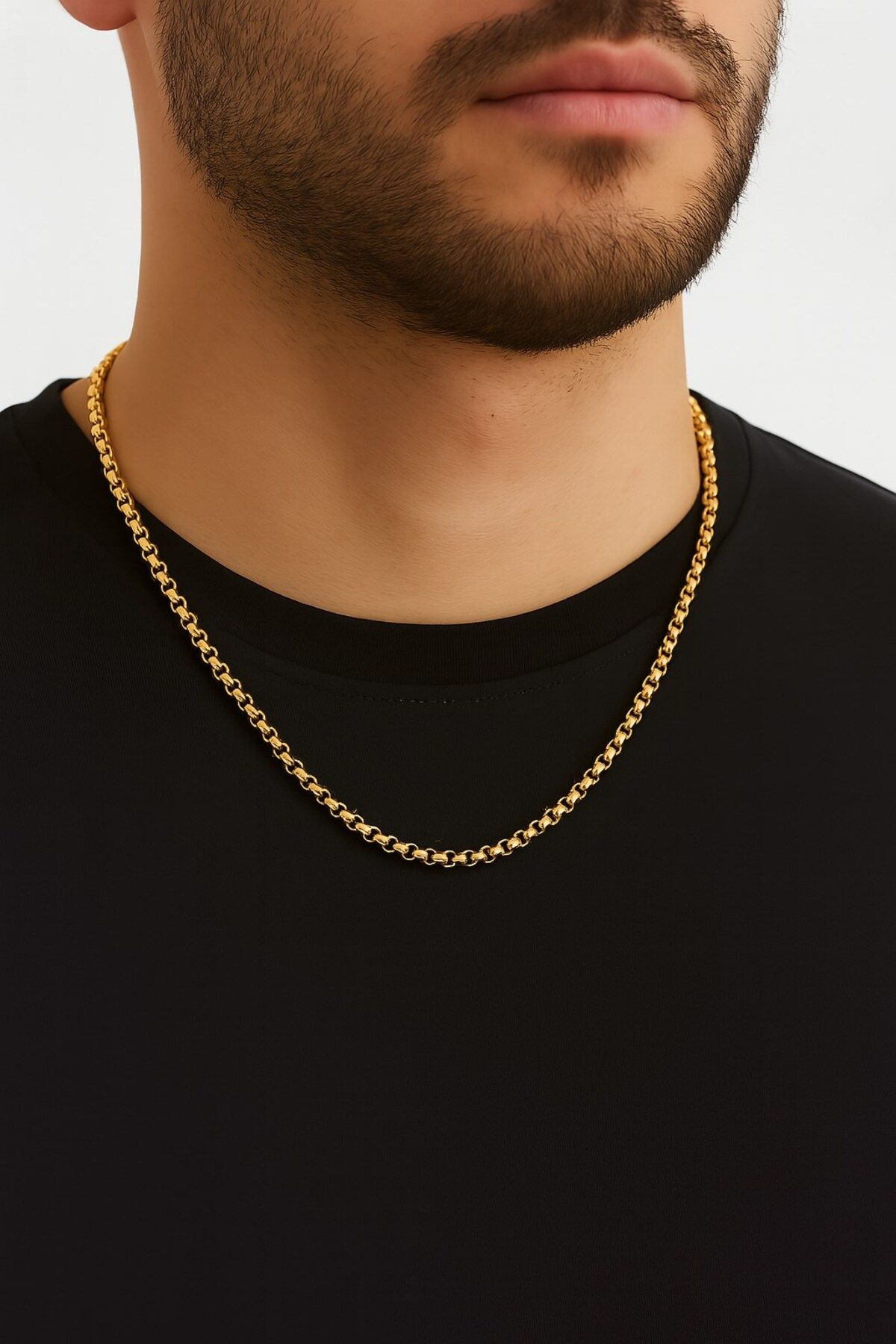X-Lady Accessories Altın Renk Iç Içe Geçmeli Arnavut Asansör Unisex Erkek Çelik Kolye - 3375