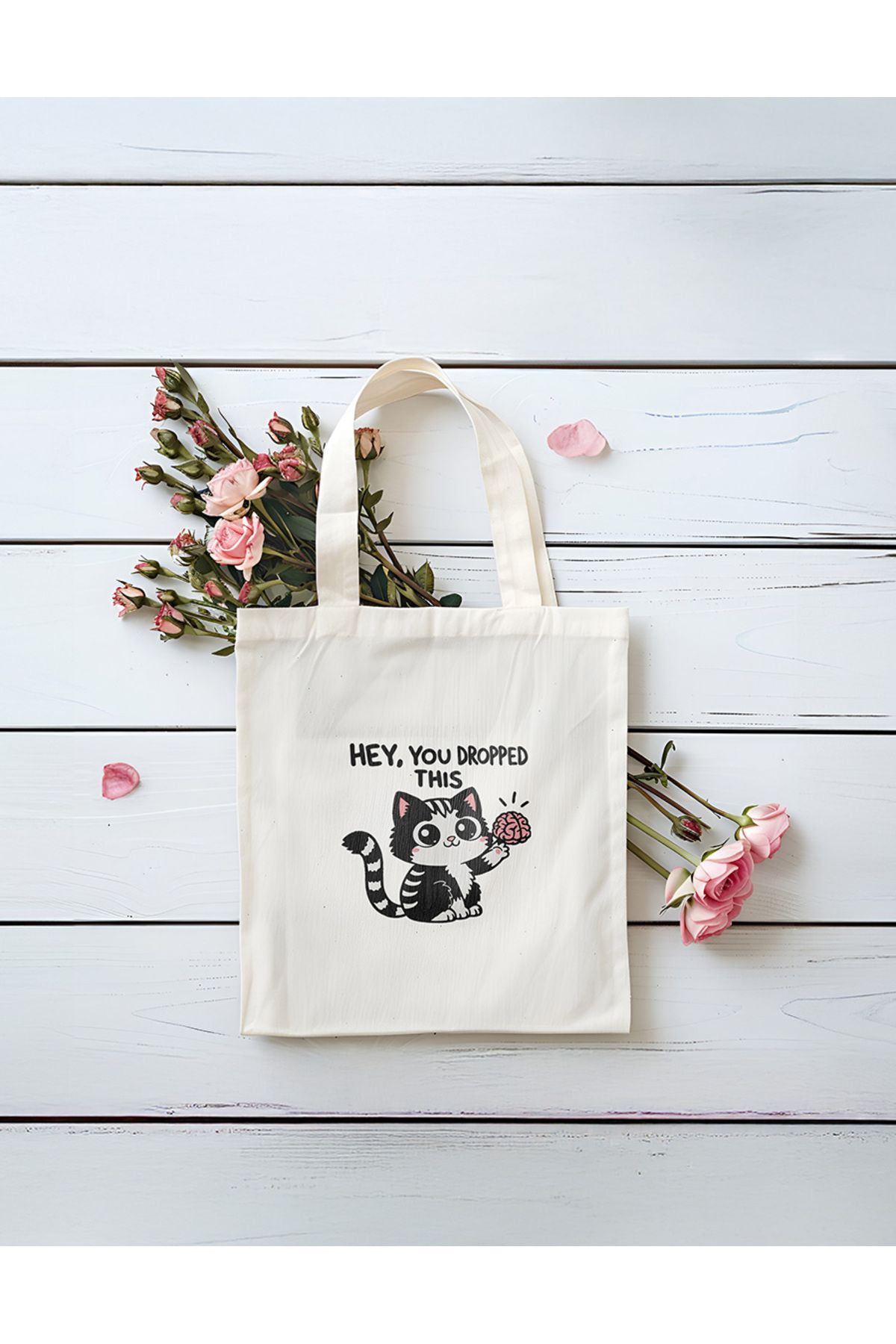 PESHLİSTORE Şirin Kedi Bez Çanta - Hey, Bunu Düşürdün