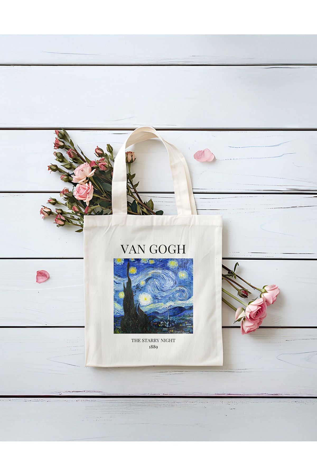 PESHLİSTORE Van Gogh The Starry Night Desenli Bez Çanta