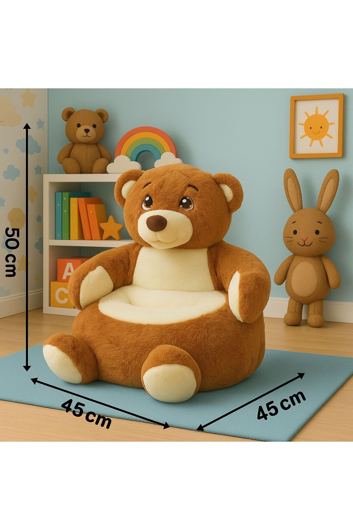 NUNU SEVİMLİ HAYVANLAR-ÇOCUKLAR İÇİN OTURMA KOLTUĞU-50 CM