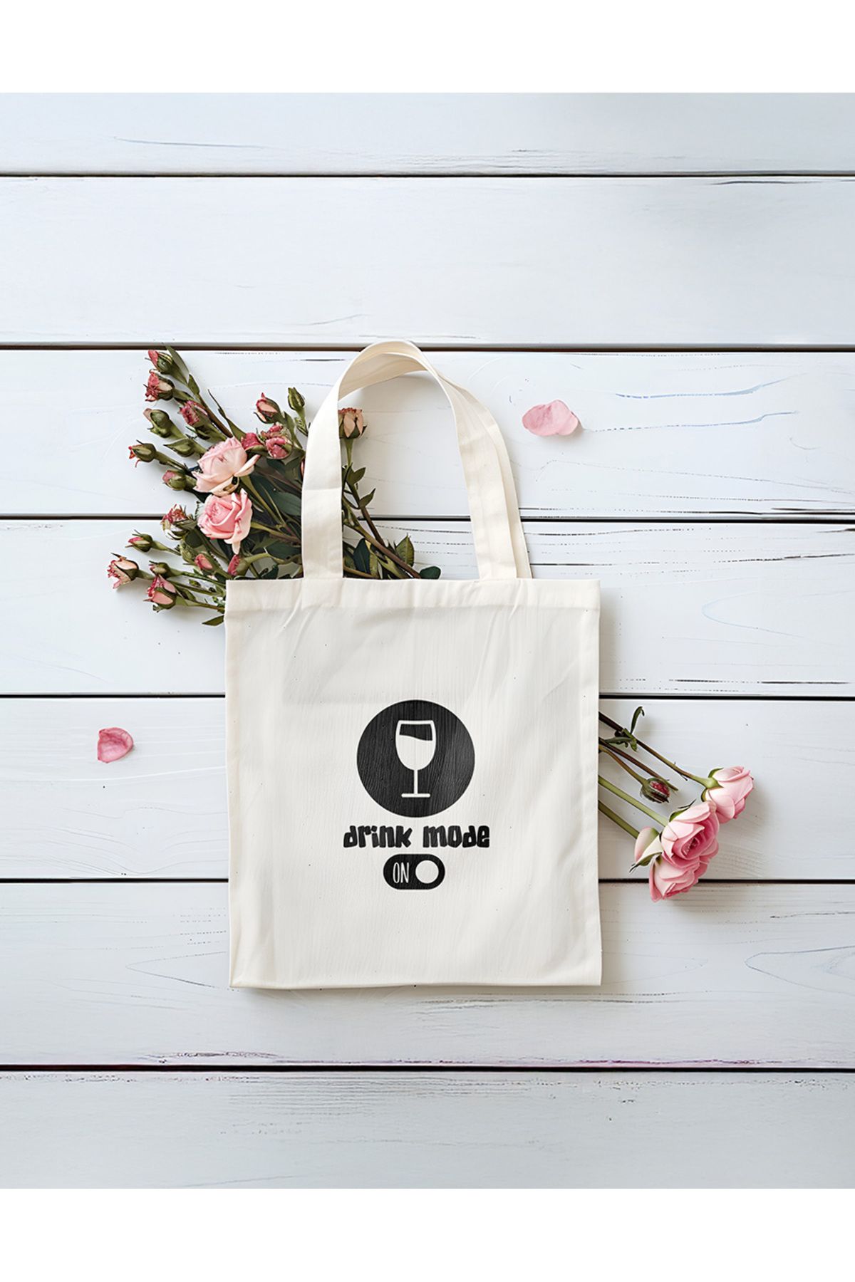 PESHLİSTORE Drink Mode On Bez Çanta - Eğlenceli Stil