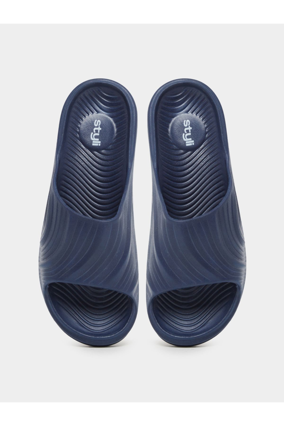 Styli-Abstract Textured Open Toe Slip-On Slides 5