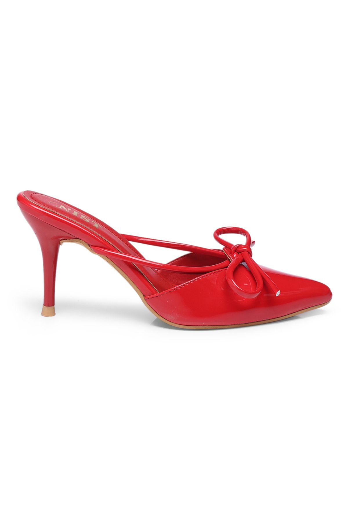 GNIST By Styli-Plain Pointed Toe Stiletto Heel Mules with Bow Detail 5