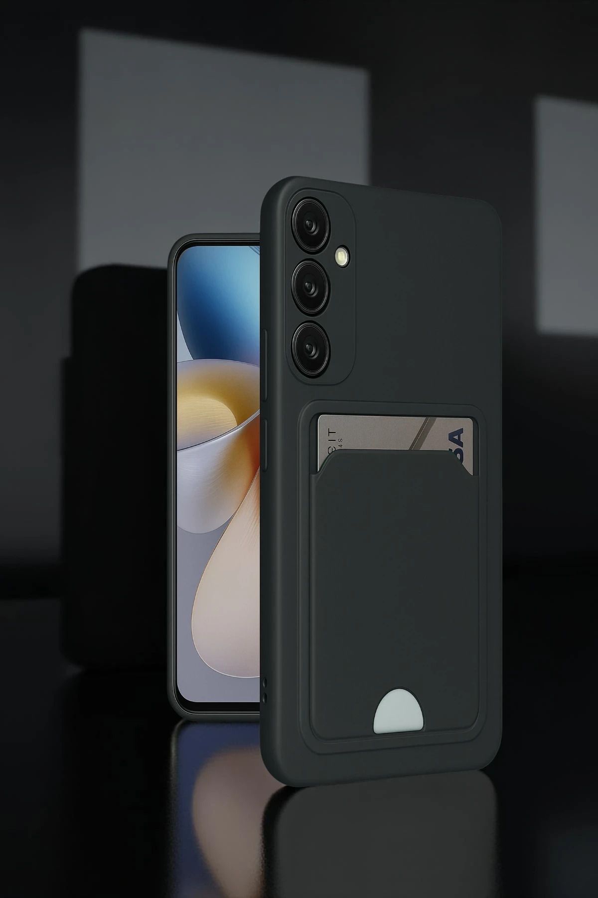 NewFace Samsung Galaxy A26 Kılıf Kelvin Kartvizitli Silikon - Koyu Yeşil DRSTR