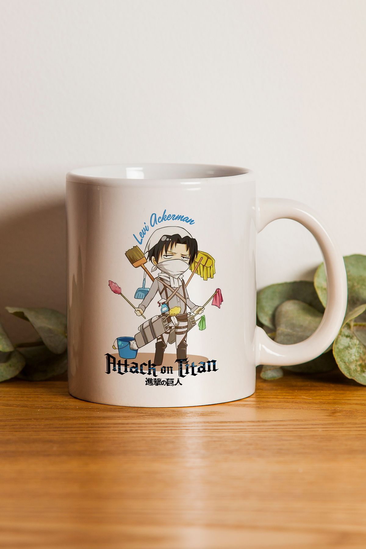 gavebutik Attack On Titan ''Levi Ackerman'' Baskılı Hediyelik Seramik Kupa Bardak Makinede Yıkanabilir