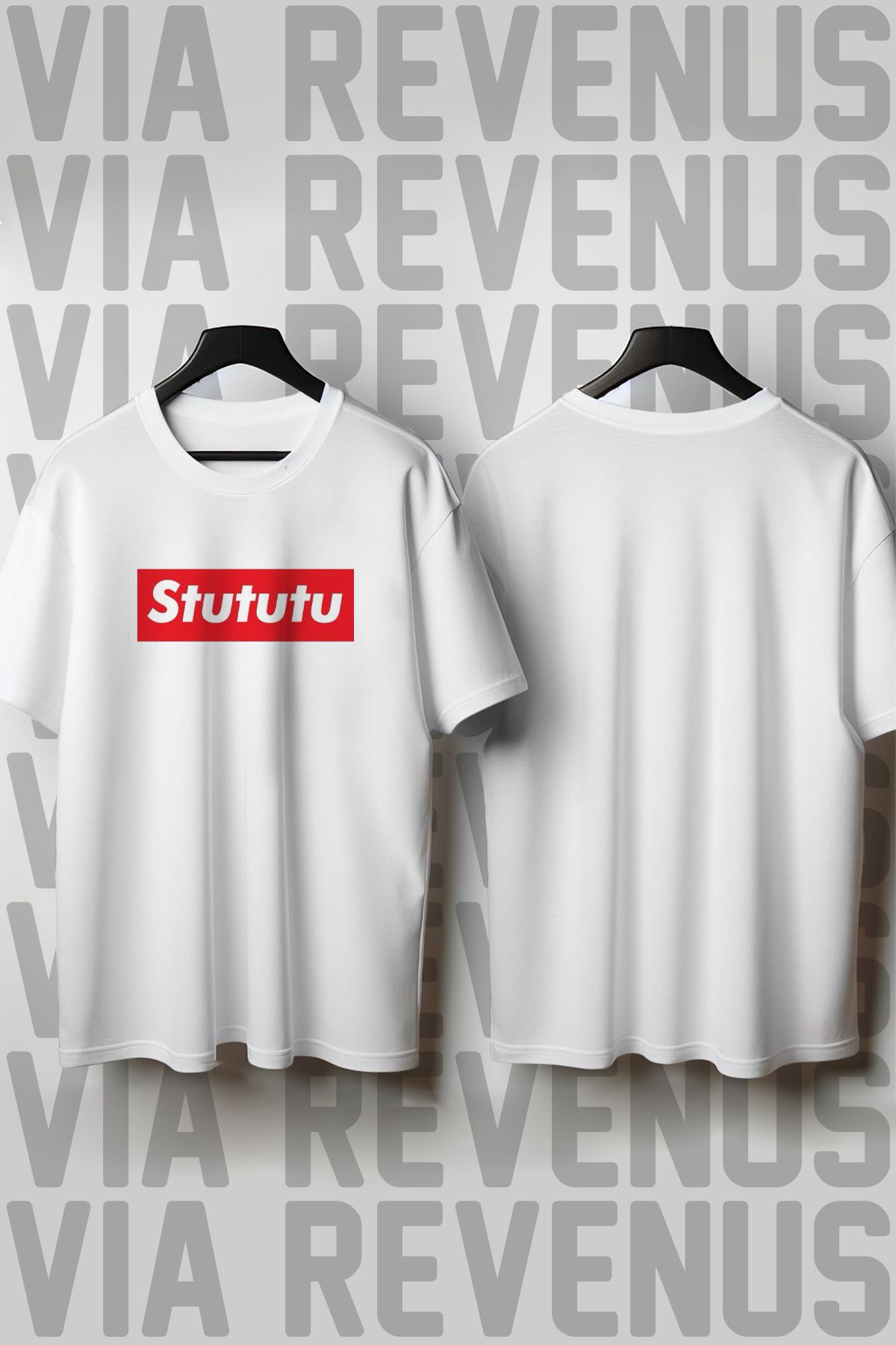 Vordevia Stututu / Turbo Baskılı Bisiklet Yaka Geniş Kalıp Unisex Tshirt
