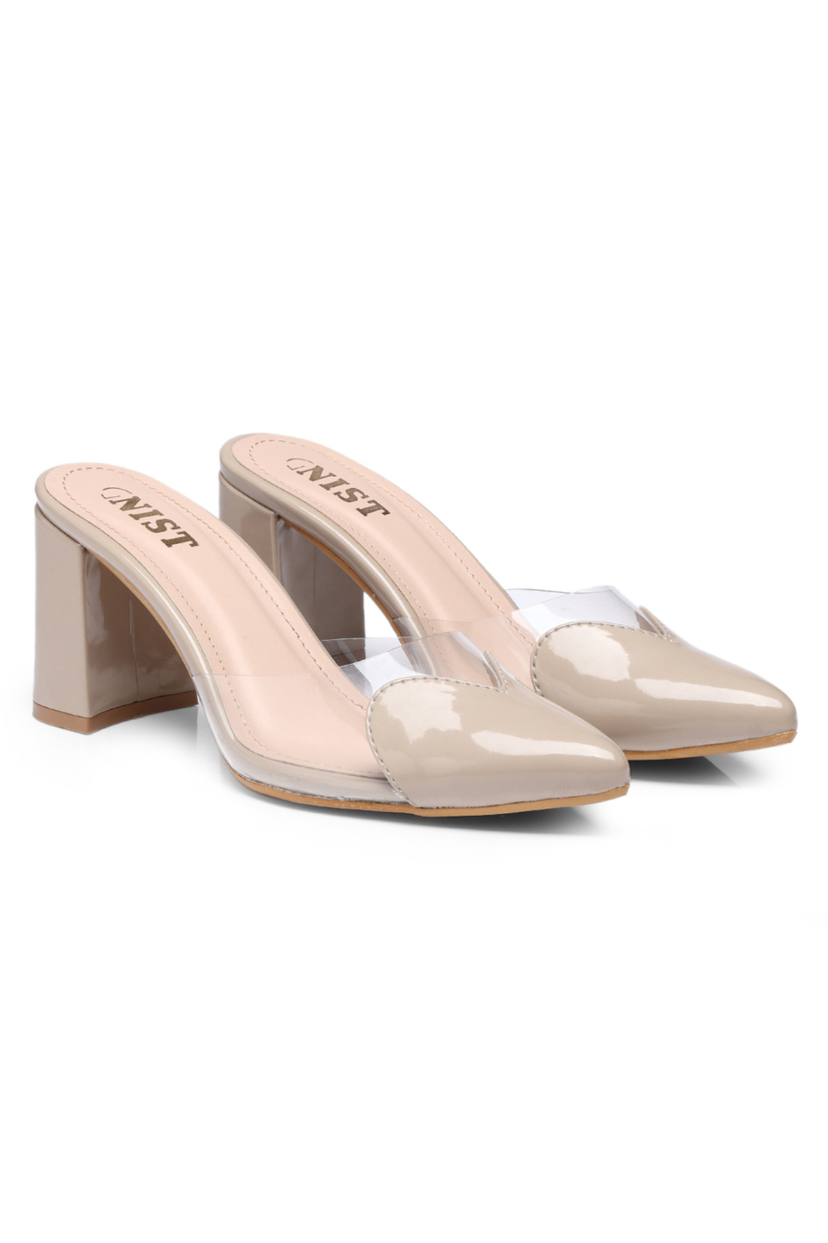 GNIST By Styli-Plain Pointed Toe Block Heel Mules 4