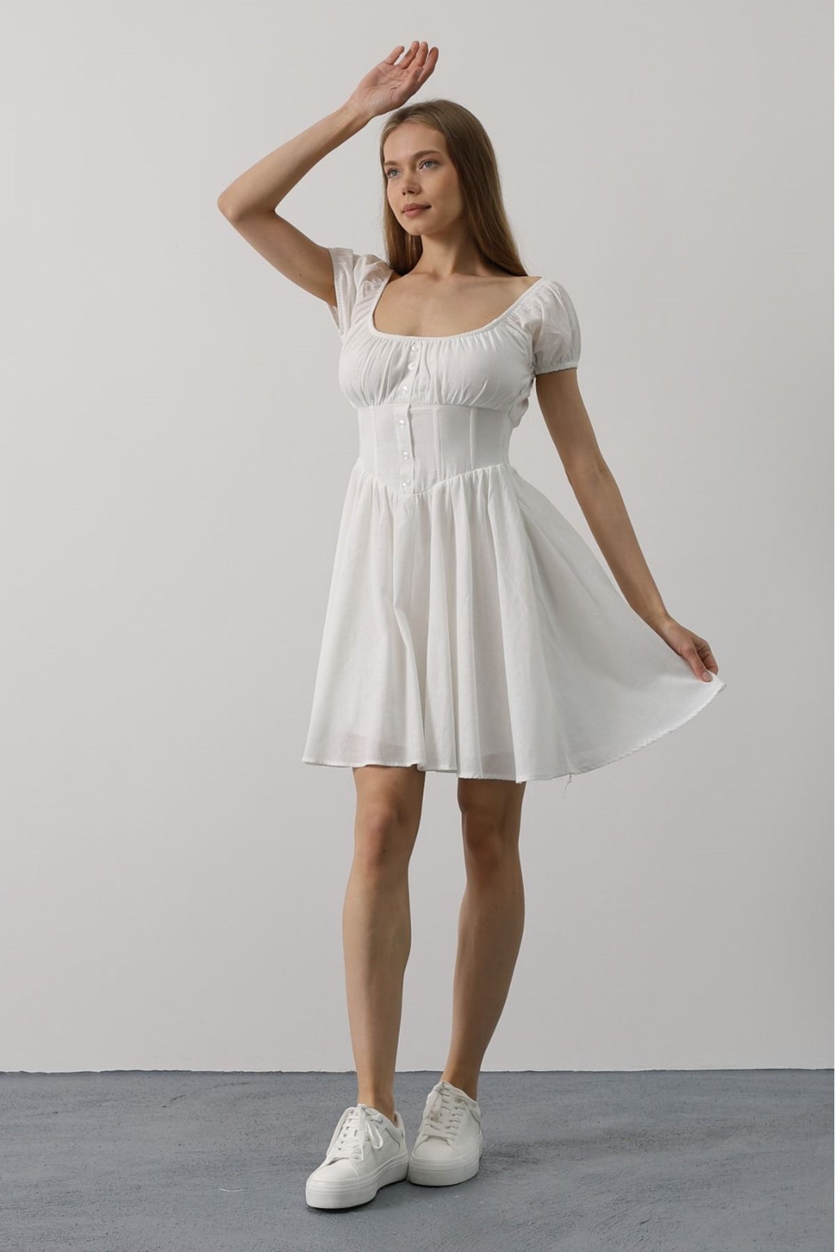 Ladin Butik Beli Korseli Mini Elbise
