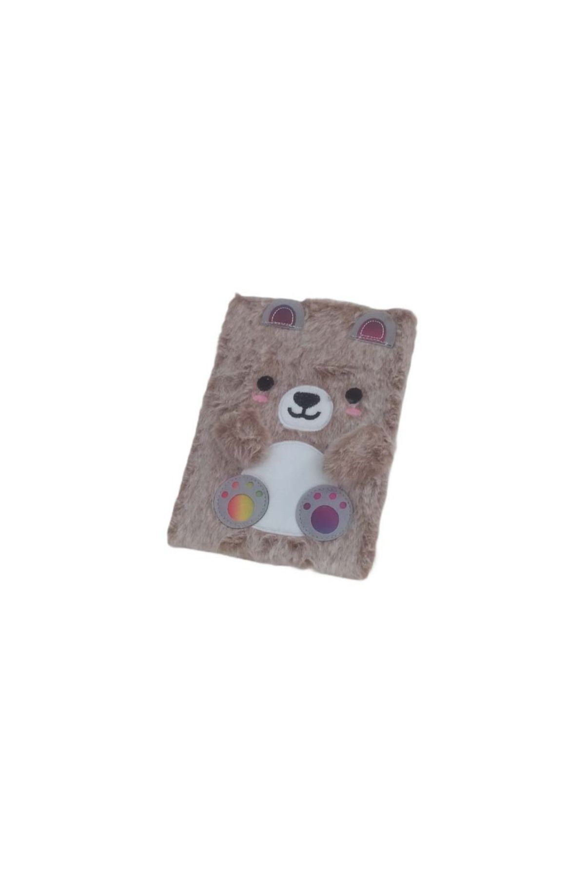 Paras Ticaret Panda Tasarımlı Çizgili Peluş Defter A5 Not Defteri (EBAT: 20,5 cm x 14,5 cm)