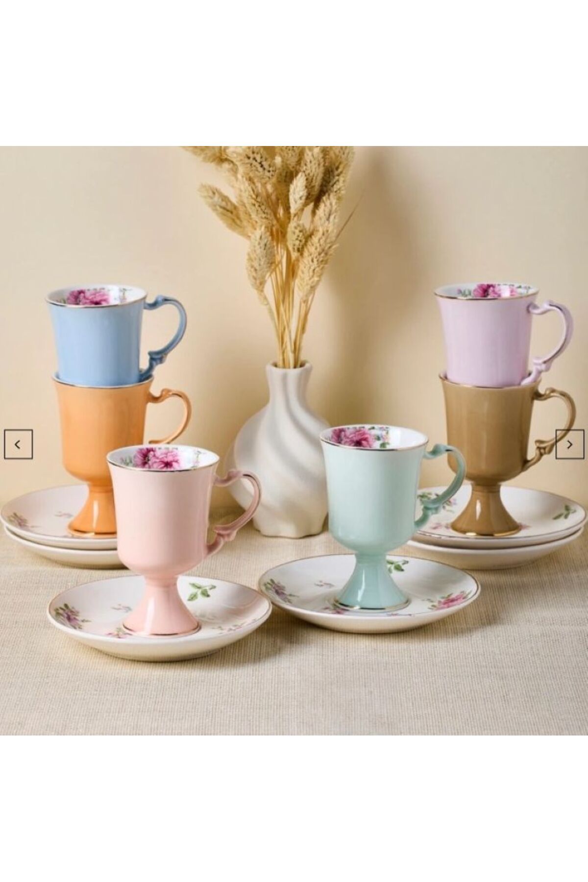 hinezahome English Flower Perselen Fincan Takımı 6 Kişilik