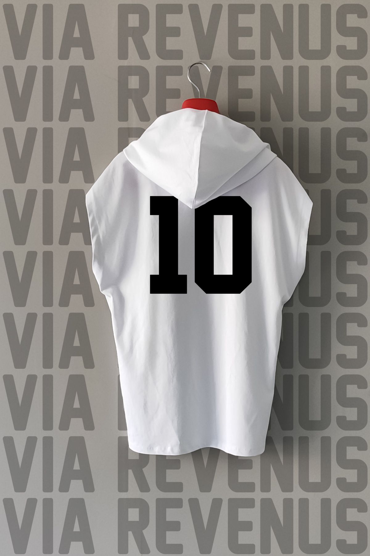 Vordevia 10 Numara Ön ve Arka Baskılı Sıfır Kollu Kapüşonlu %100 Pamuk Spor Tshirt