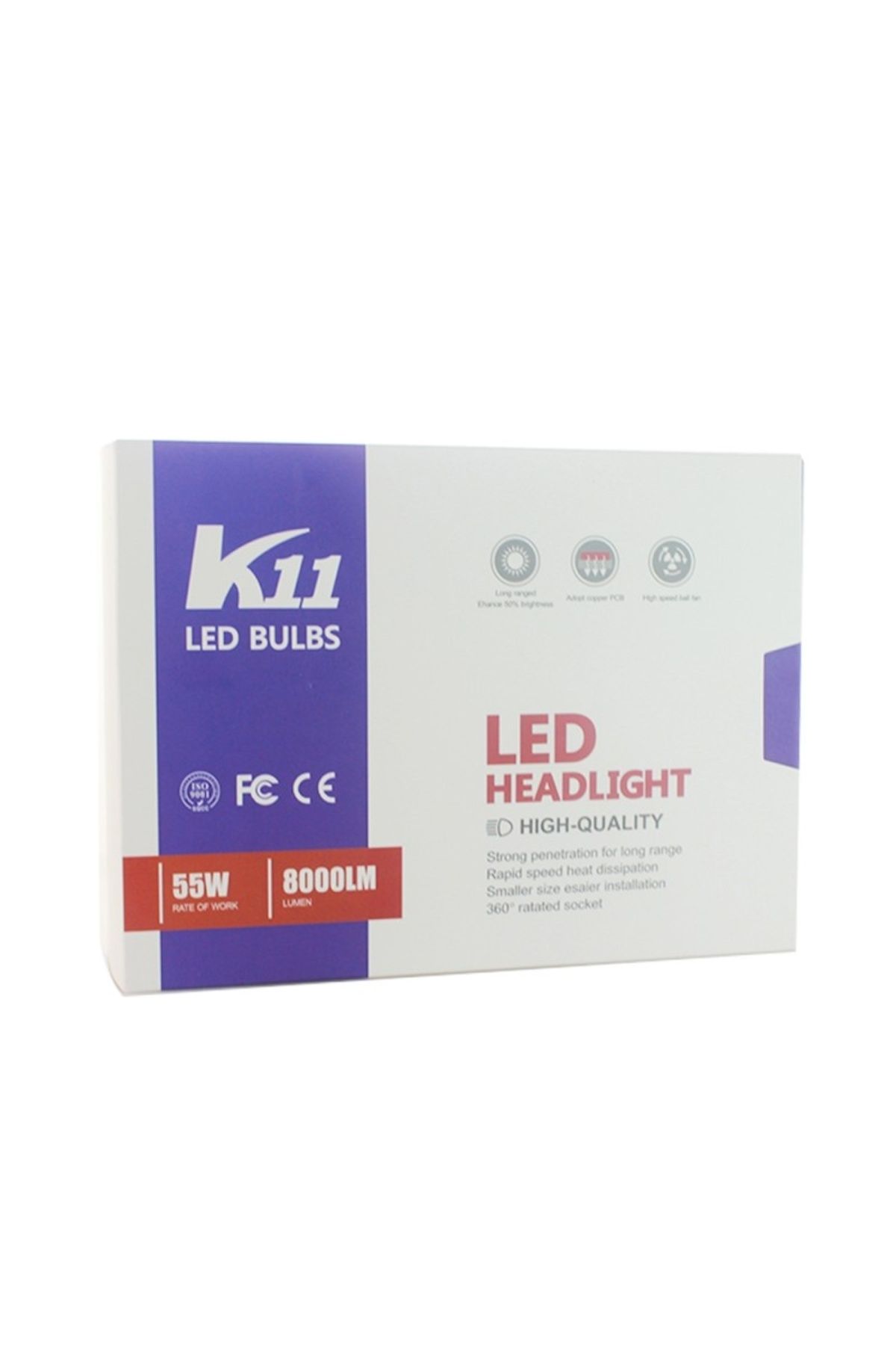 TECHSTAR-Set of 2 Techstar® K11 Auto LEDs, 9005, 55w, 8000 Lumens, 6500K, AUTO, 12-24 Volts, CSP, Canbus 5