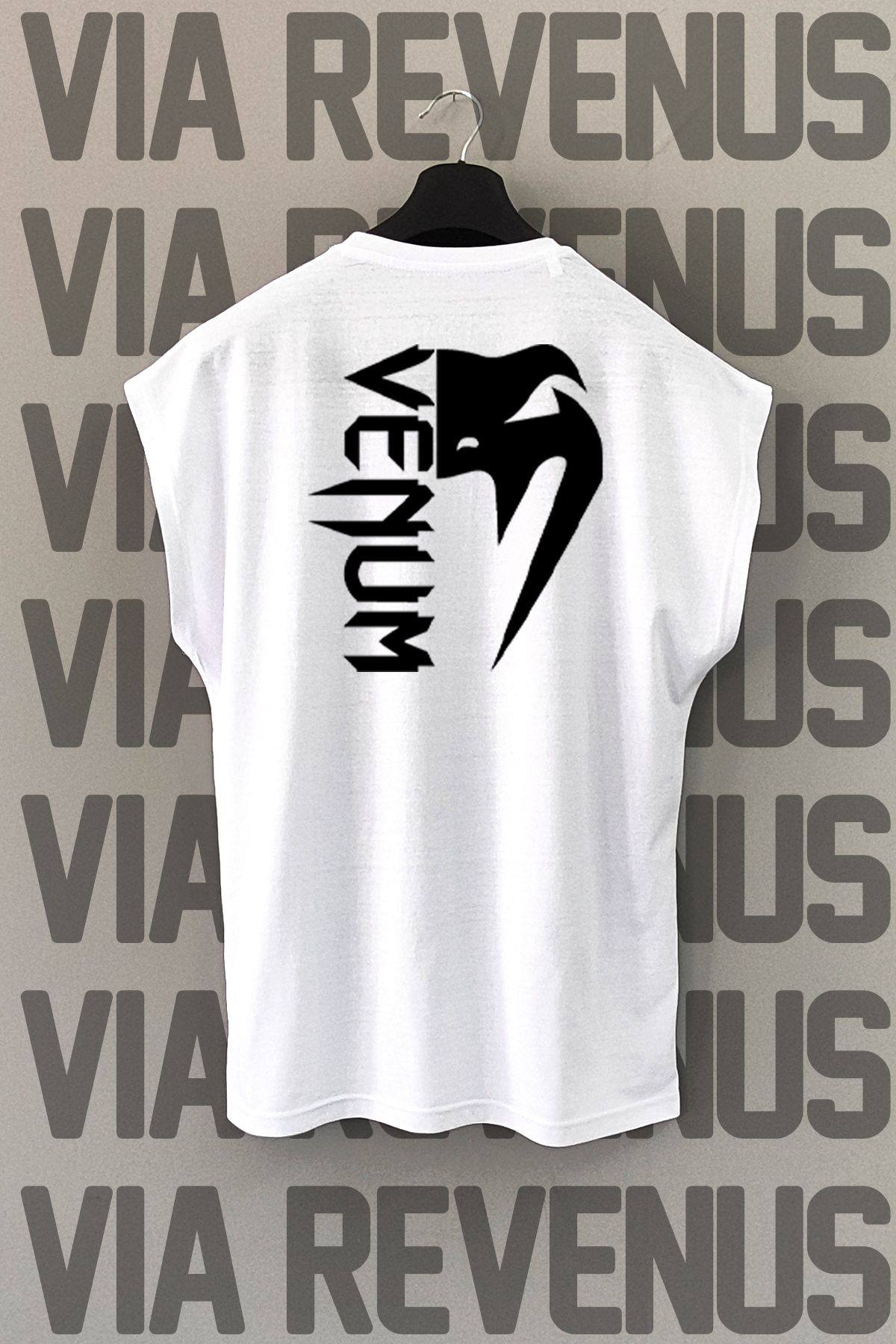 Vordevia UFC Ön ve Arka Baskılı Sıfır Kollu Bisiklet Yaka Spor Tshirt