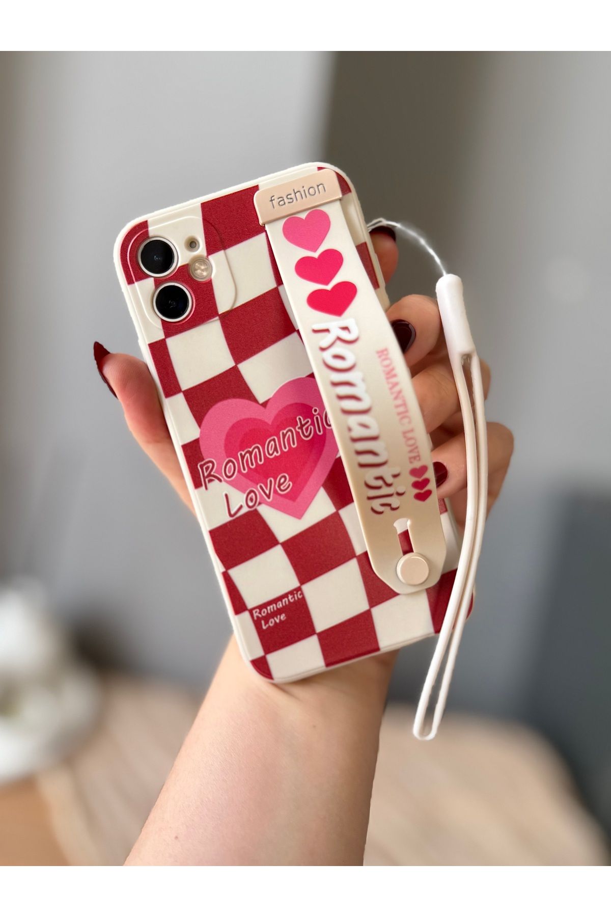 MirazTasarim IPHONE 11 TELEFON İPLİ TUTMA AKSESUARLI EKRU KILIF