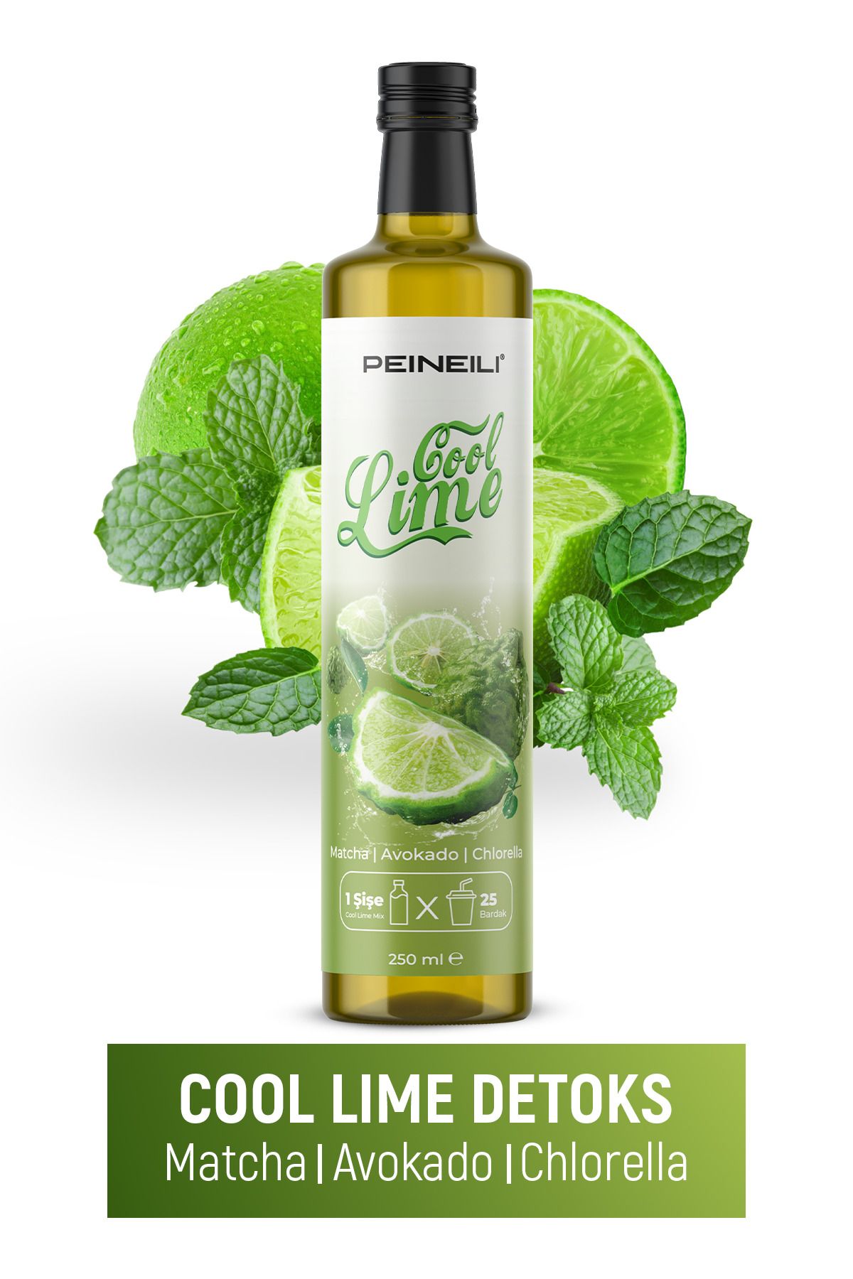 PEINEILI Cool Lime Matcha, Avakado, Chlorella İçeren Detox Mix 250 ml