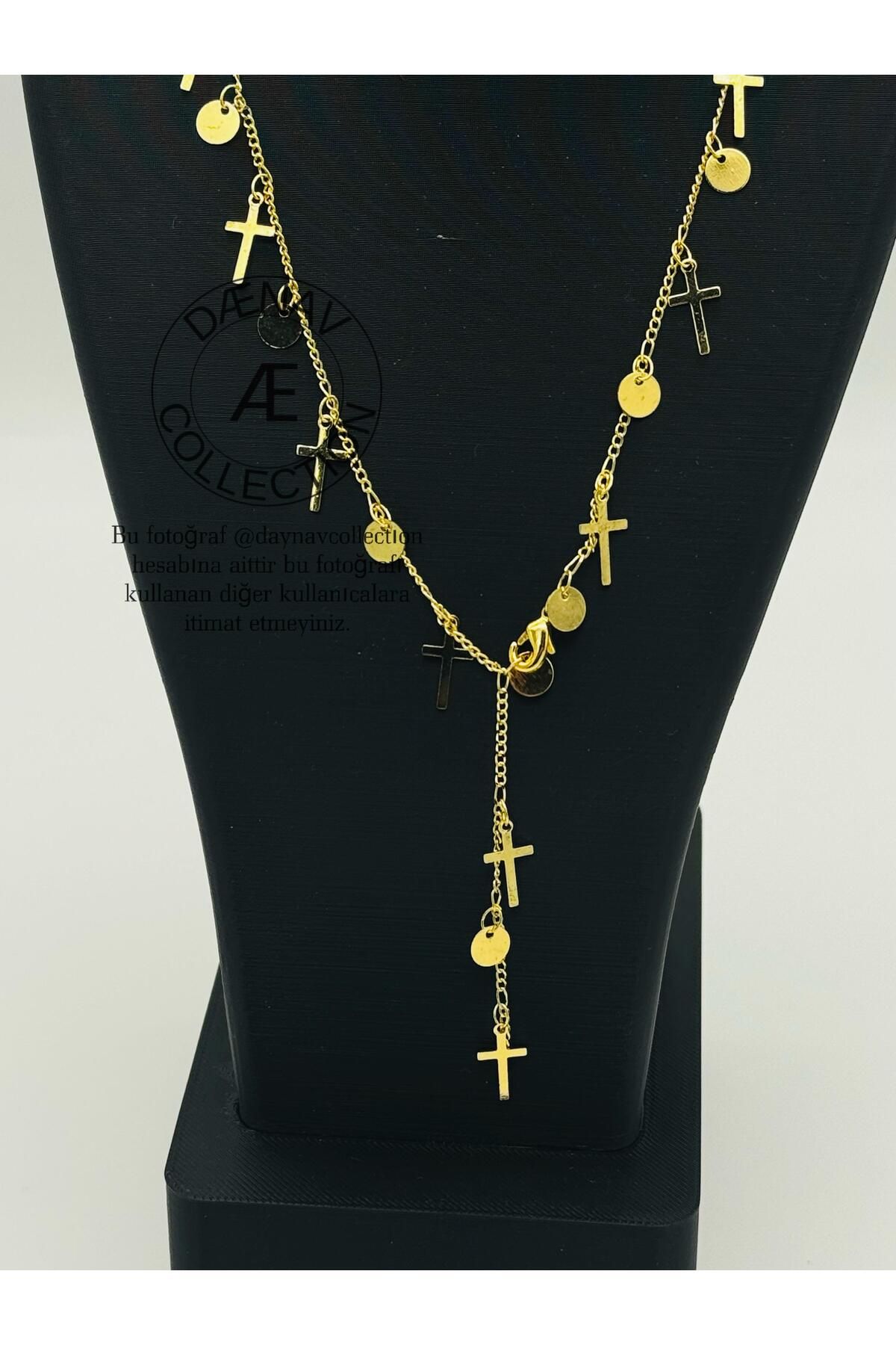 Daynav Cross & Shine Y Kolye – Altın Kaplama 60 cm