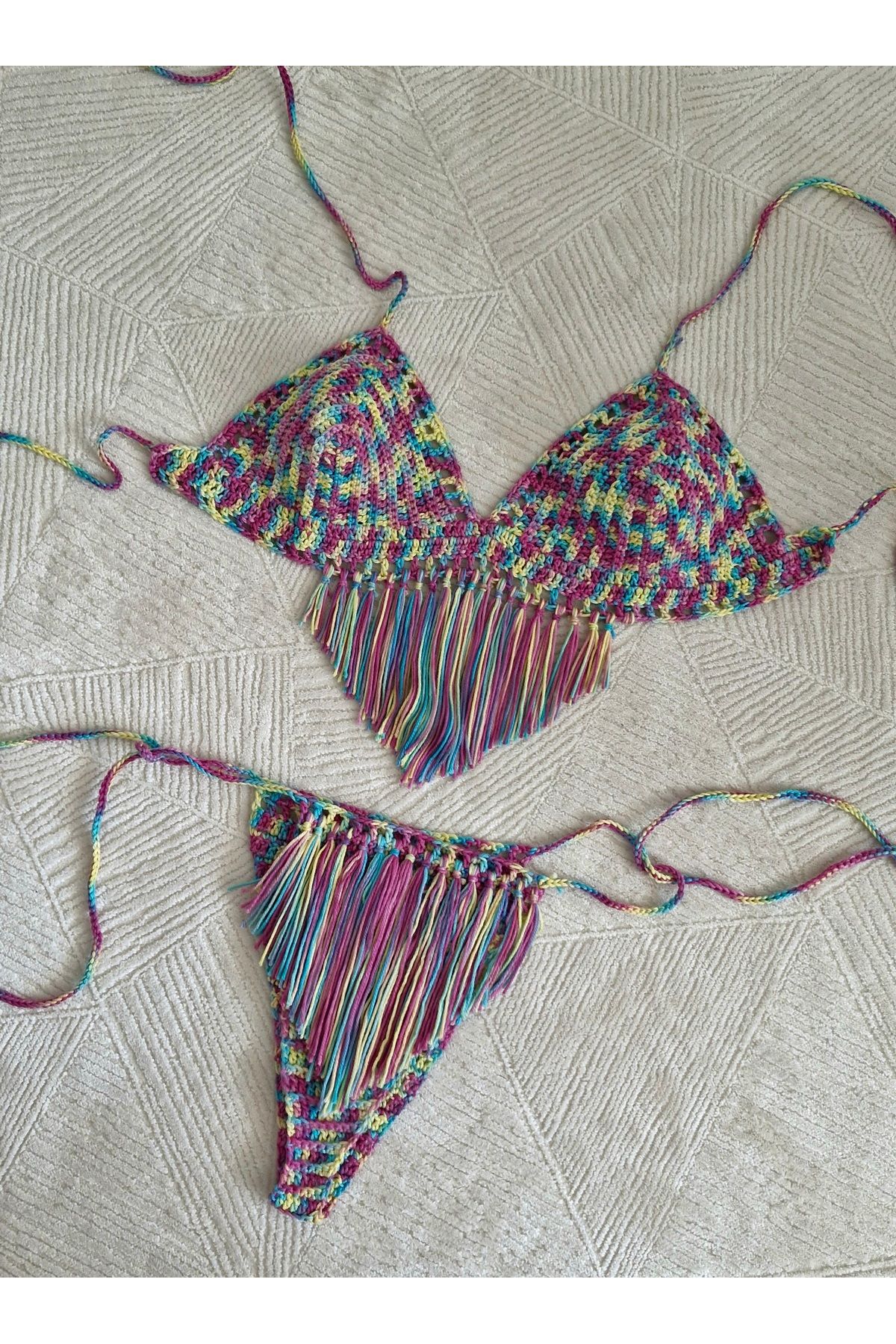 A Y Clothing El Örgüsü Bikini – Batik Renk – El Yapımı