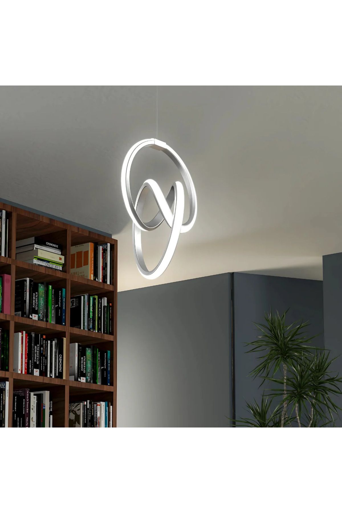 durulight Trendy Gri Modern Ultra Süper Beyaz Ledli Avize