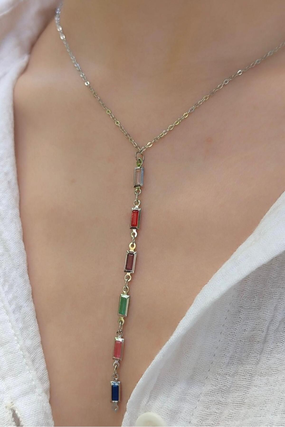 monvee Silver Taşlı Y Kolye