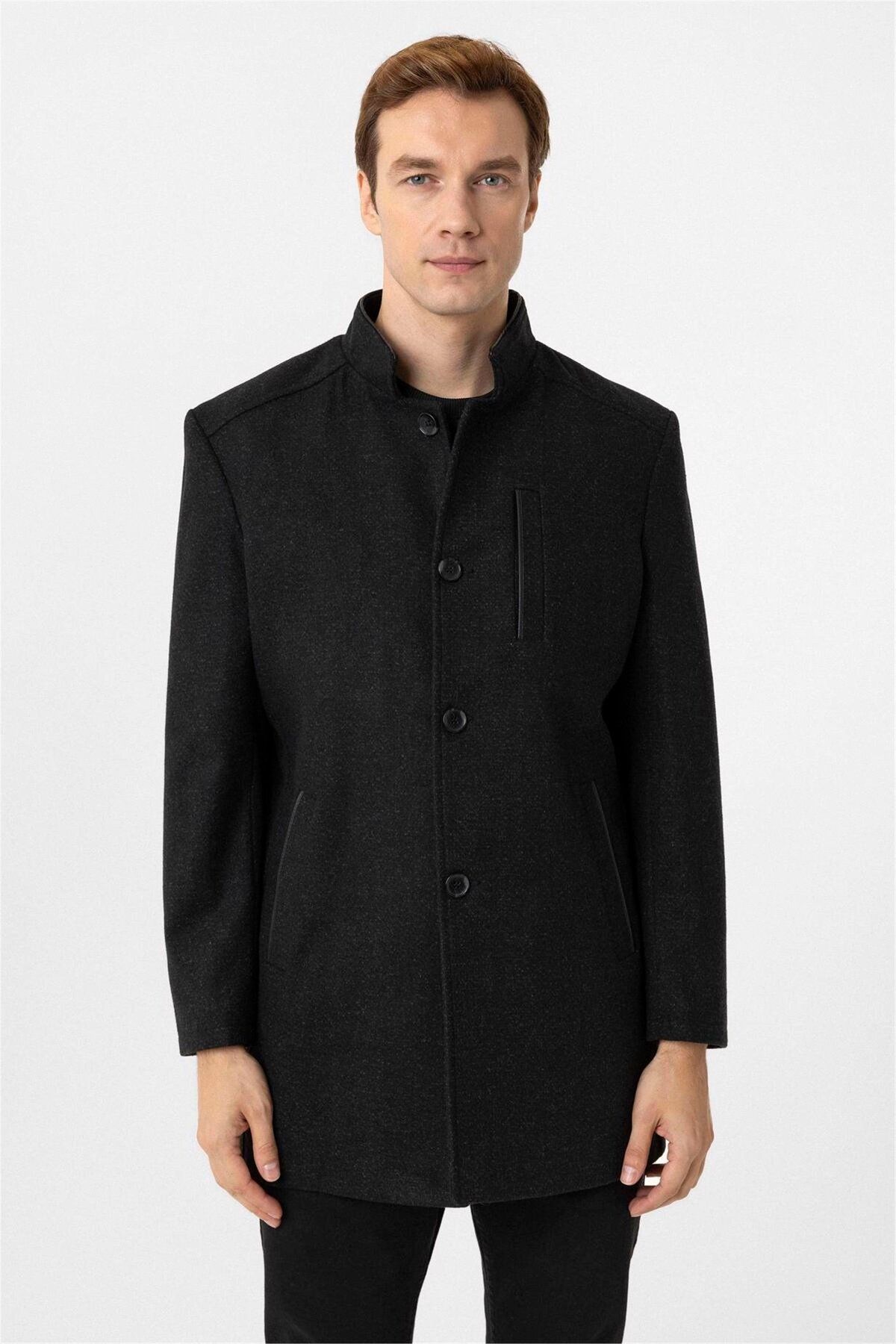 SÜVARİ-Regular Pattern Armure Pattern Quality Large Size Cashmere Coat 3